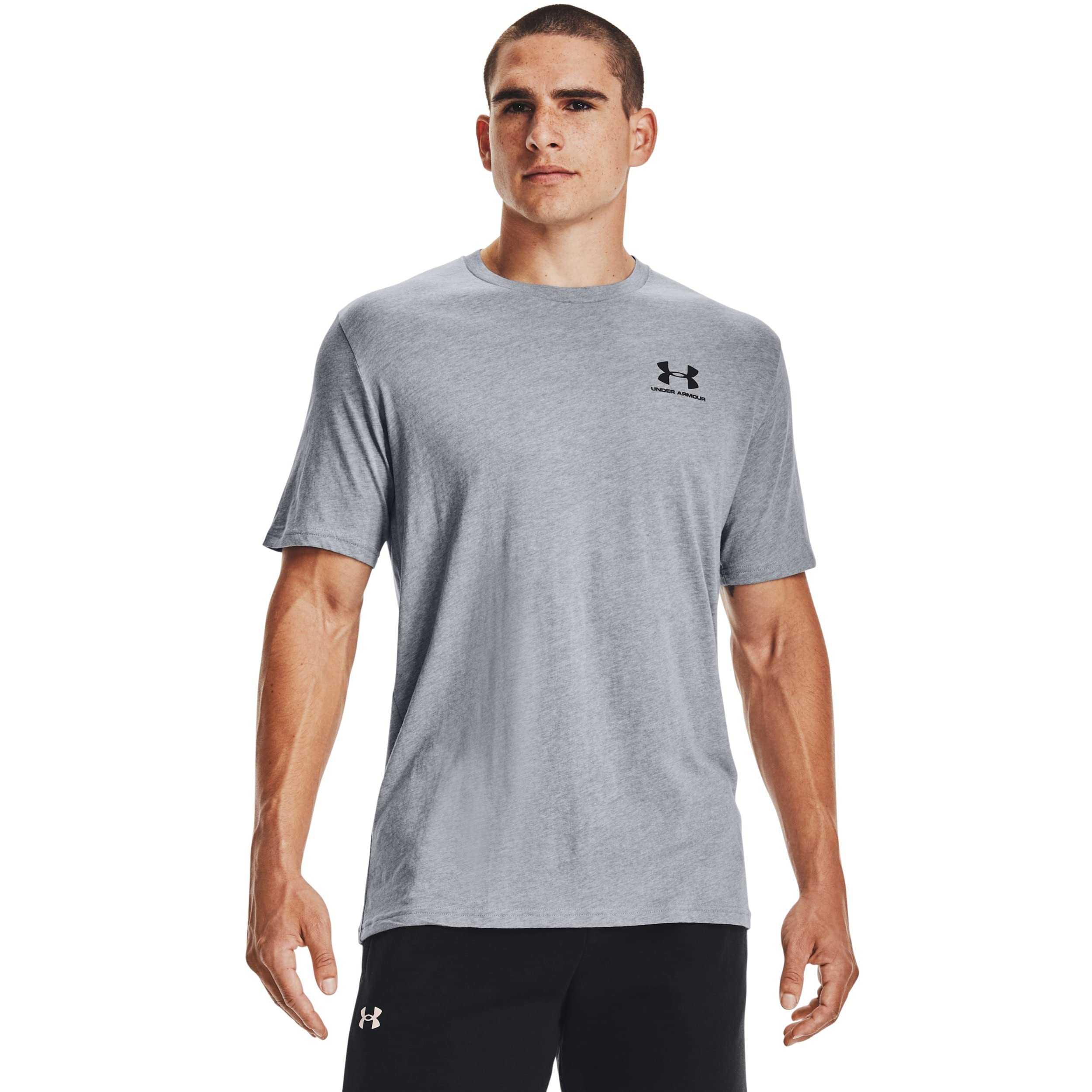 پیراهن تی‌شرت زیر زره مردانه مدل Sportstyle Left Chest (بسته‌ای شامل ۱ عدد) سایز L، رنگ استیل لایت هدر / / سیاه