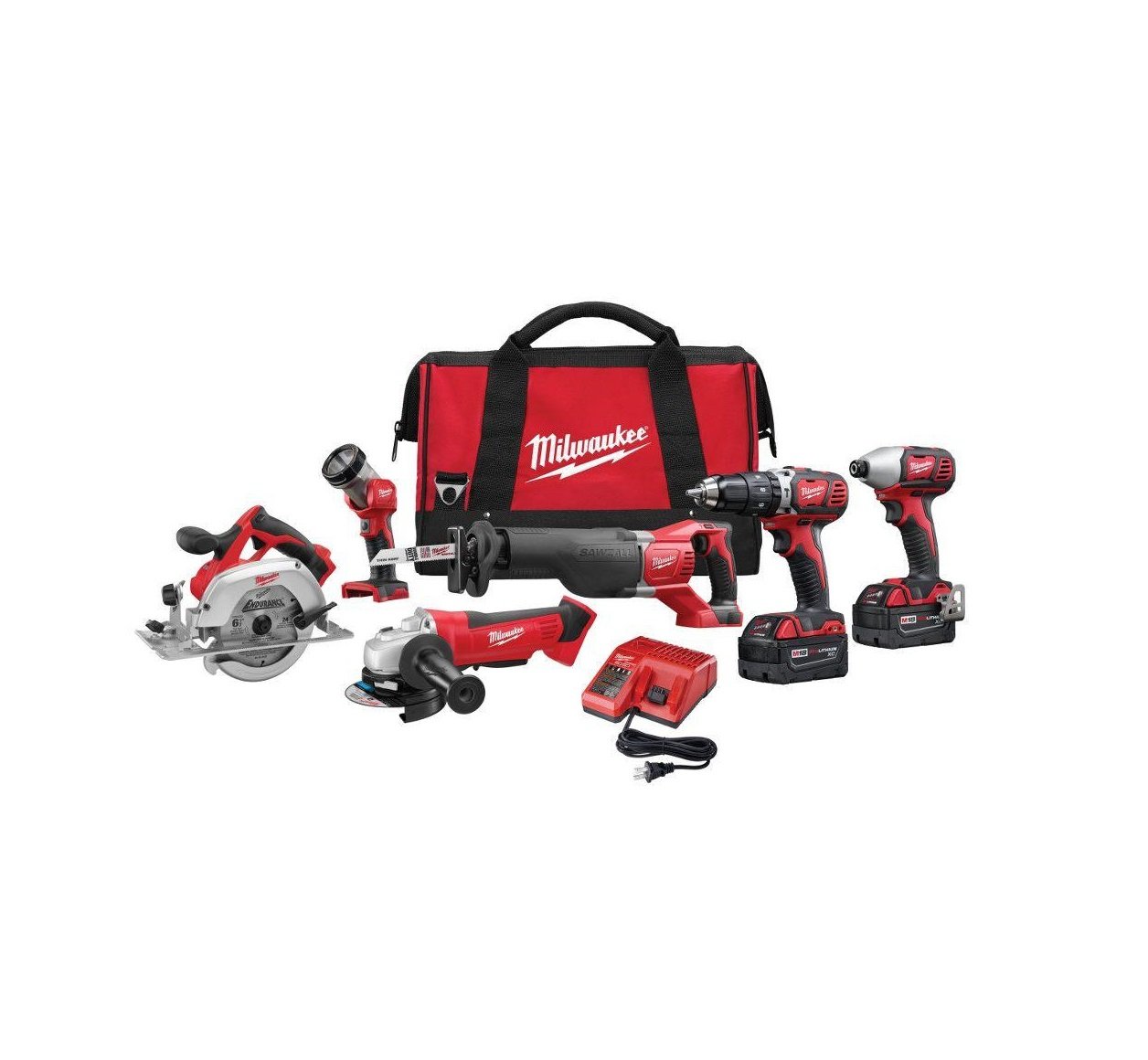 محصول Milwaukee 2696-26 M18 کیت کمبو باتری قابل شارژ لیتیوم-یون 18 ولت (6 ابزاره)