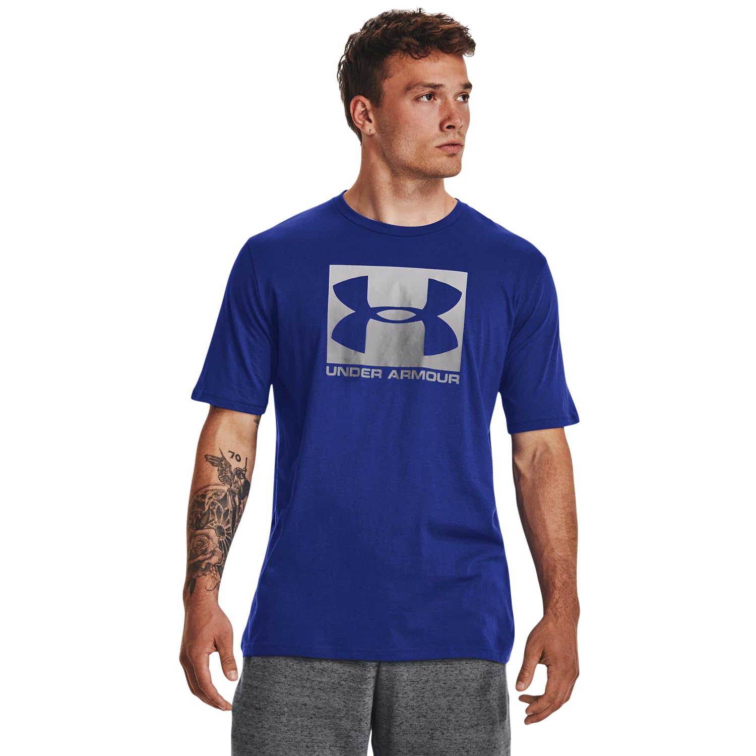 پیراهن زیر زیبای مردانه Under Armour UA Boxed Sportstyle ، سایز XL ، رنگ آبی رویال