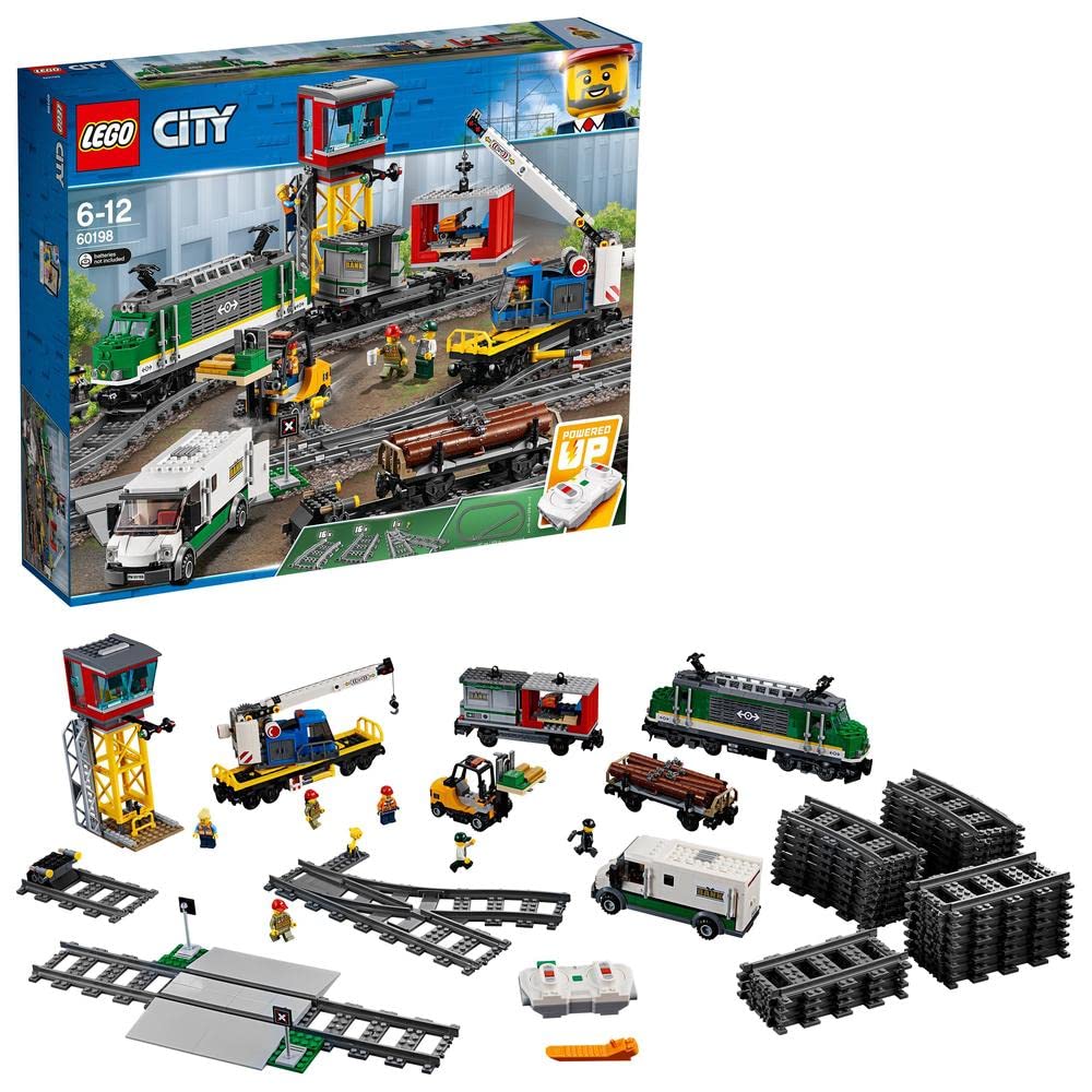 سرگرمی برقی LEGO 60198 شهری، اسباب بازی برای کودکان، پسران ۷ دختران بالای ۶ ساله، مجموعه کنترل از راه دور، موتور با باتری و اتصال بلوتوث، ۳ واگن و ریل‌ها