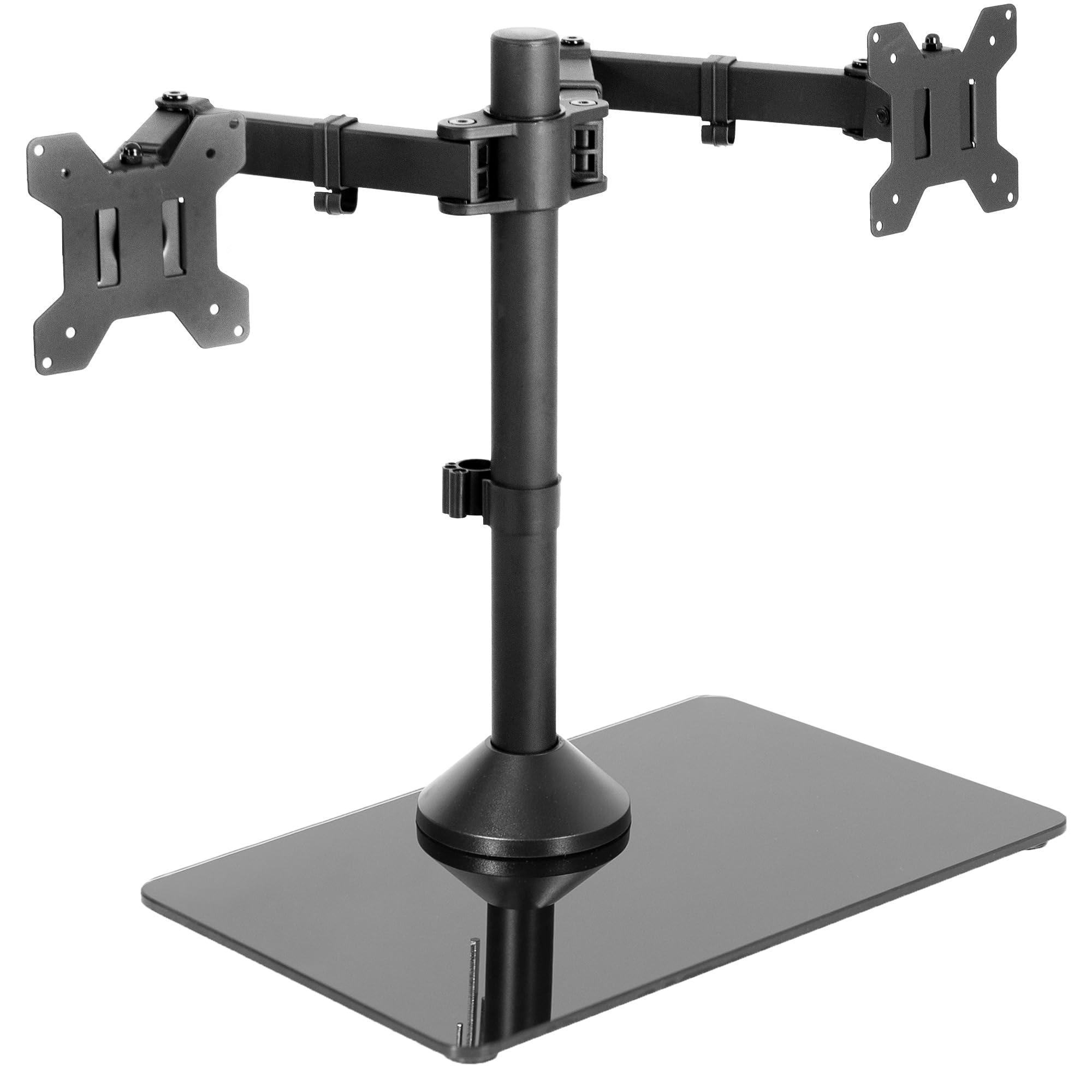ویوو پایه مانیتور دوگانه قابل تنظیم با پایه شیشه ای مستقل سیاه (STAND-V002FG)