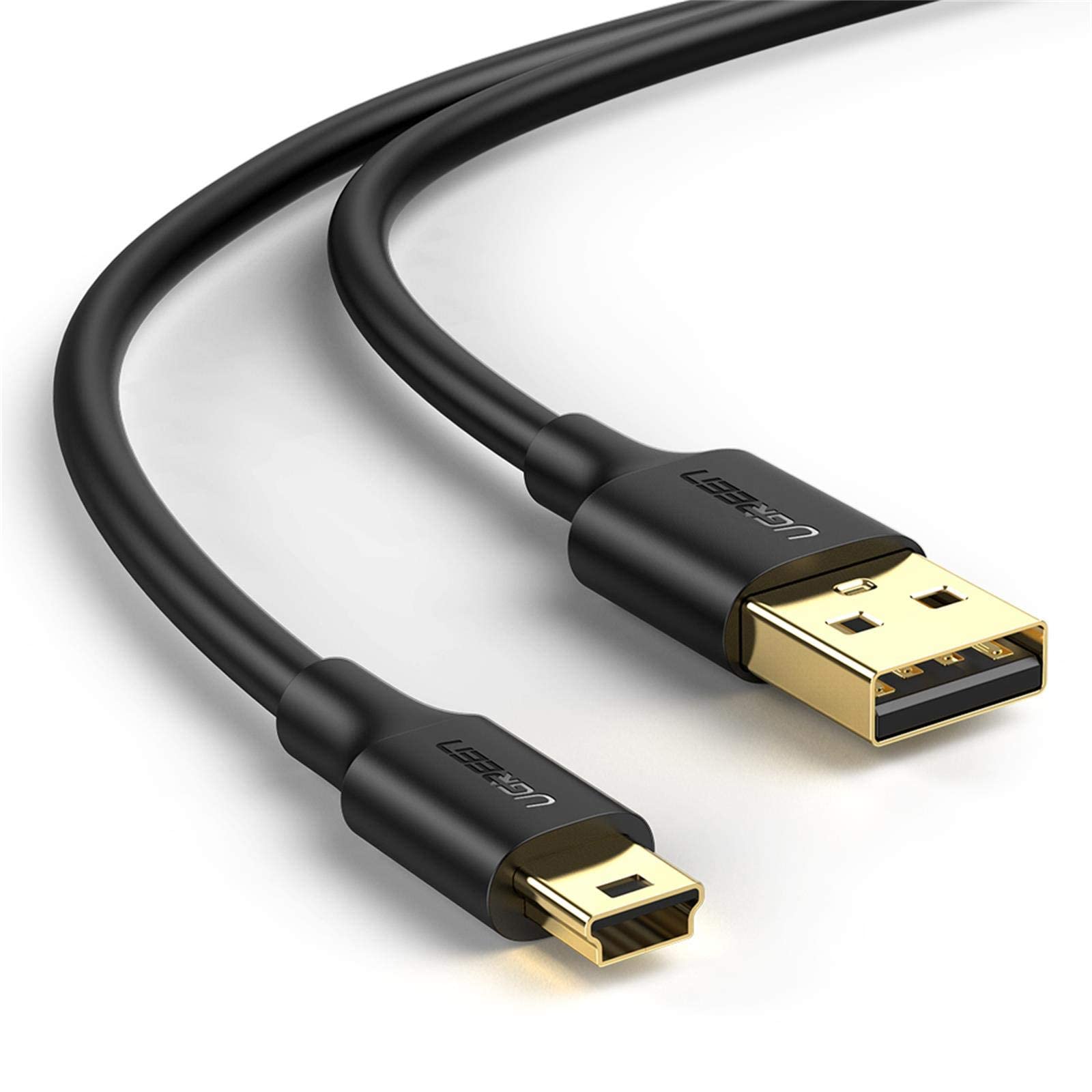 کابل USB 2.0 مینی UGREEN نوع A به مینی-B برای شارژ و همگام‌سازی، سازگار با کنترلر PS3، ماشین‌حساب TI 83، دوربین کانن EOS 700D، دوربین نیکون D3100، هارد دیسک، GPS، Hero 4 Black (2M) 2 متر