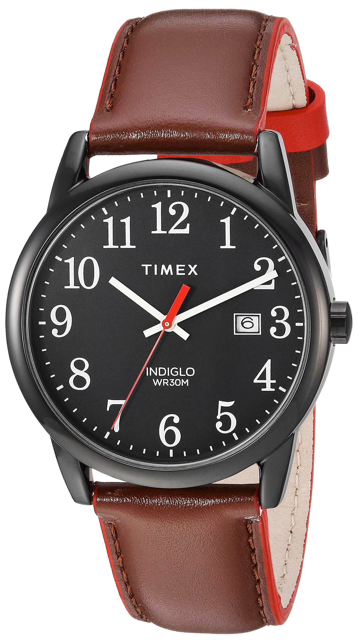 ساعت Timex Easy Reader با قطر ۳۸ میلیمتر - قهوه‌ای/سیاه/قرمز