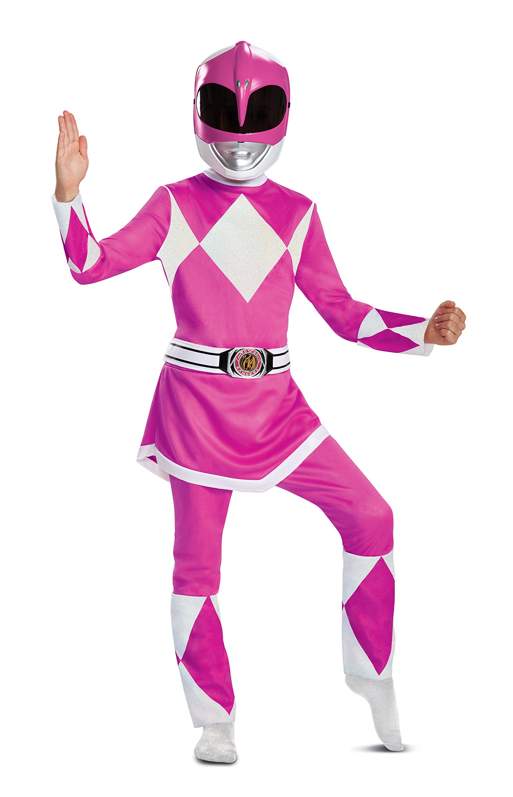 لباس زنان Kid's Power Rangers Pink Ranger Costume | Kid's لباس کپی‌لاست Power Ranger Cosplay | لباس قهرمان قدرتمند Morphin Pink Power Ranger بچه (بسته‌ای ۱ عددی) متوسط/(۷-۸) صورتی