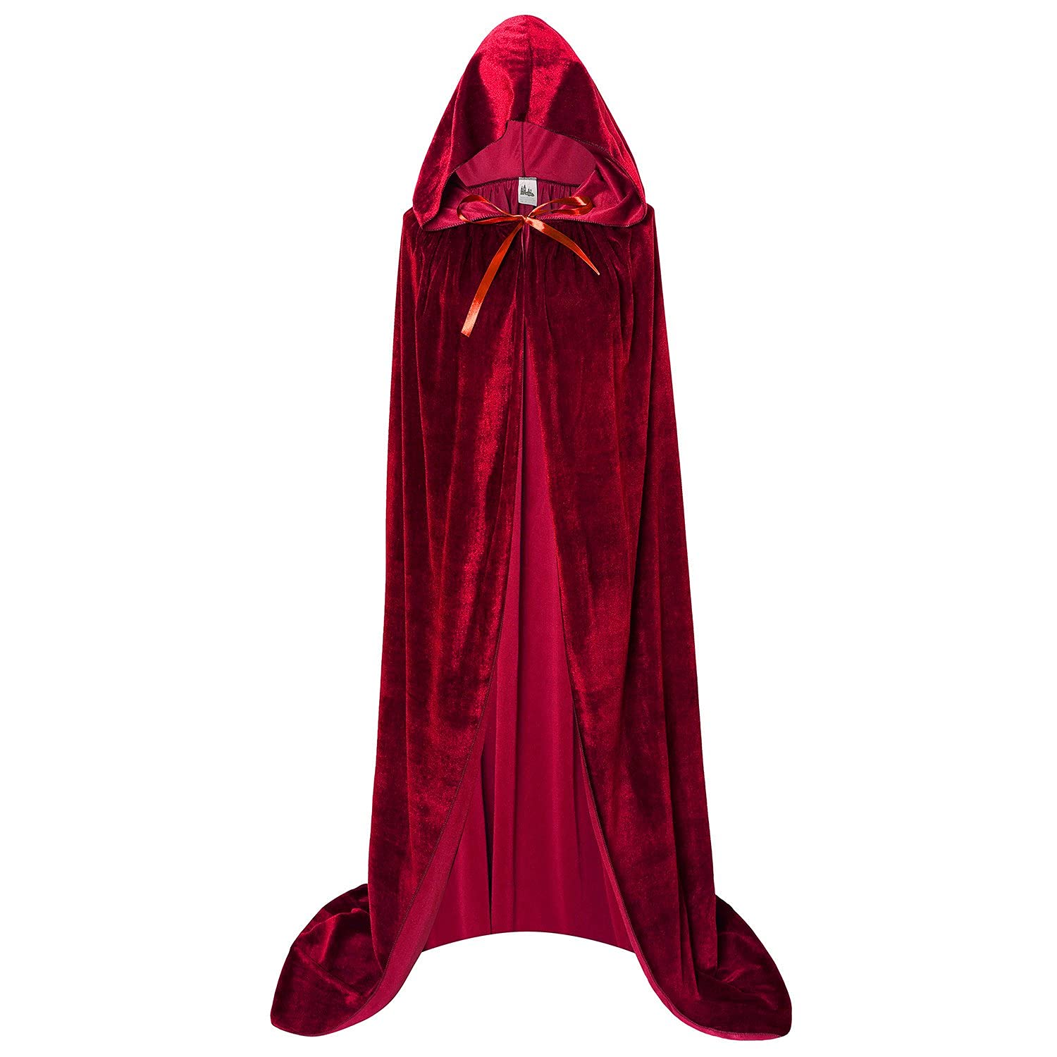 شنل مخمل بلند و کلاه دار Makroyl Unisex برای لباس هالووین کریسمس Cosplay L Tall شراب قرمز