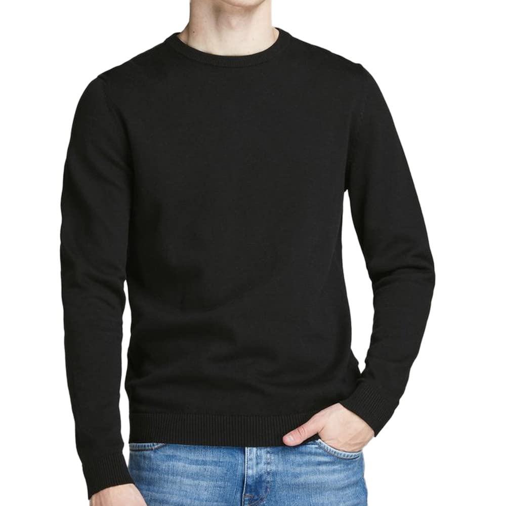 Jack & Jones mens Jjebasic Knit Crew Neck Noos Pullover Sweater (pack of 1) L Black
