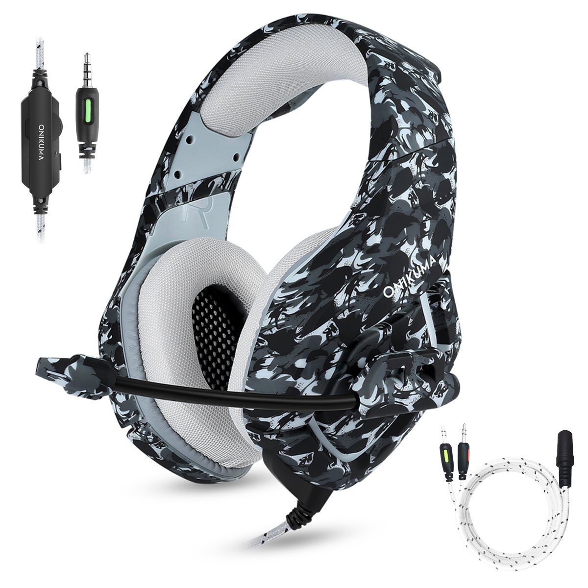 هدست با میکروفون برای PS4 PC Xbox One، هدفون استریو Over Ear Gamer با میکروفون لغو نویز برای لپتاپ، مک، تلفن‌های هوشمند، نینتندو سوییچ، پلی‌استیشن ۴ - کمو