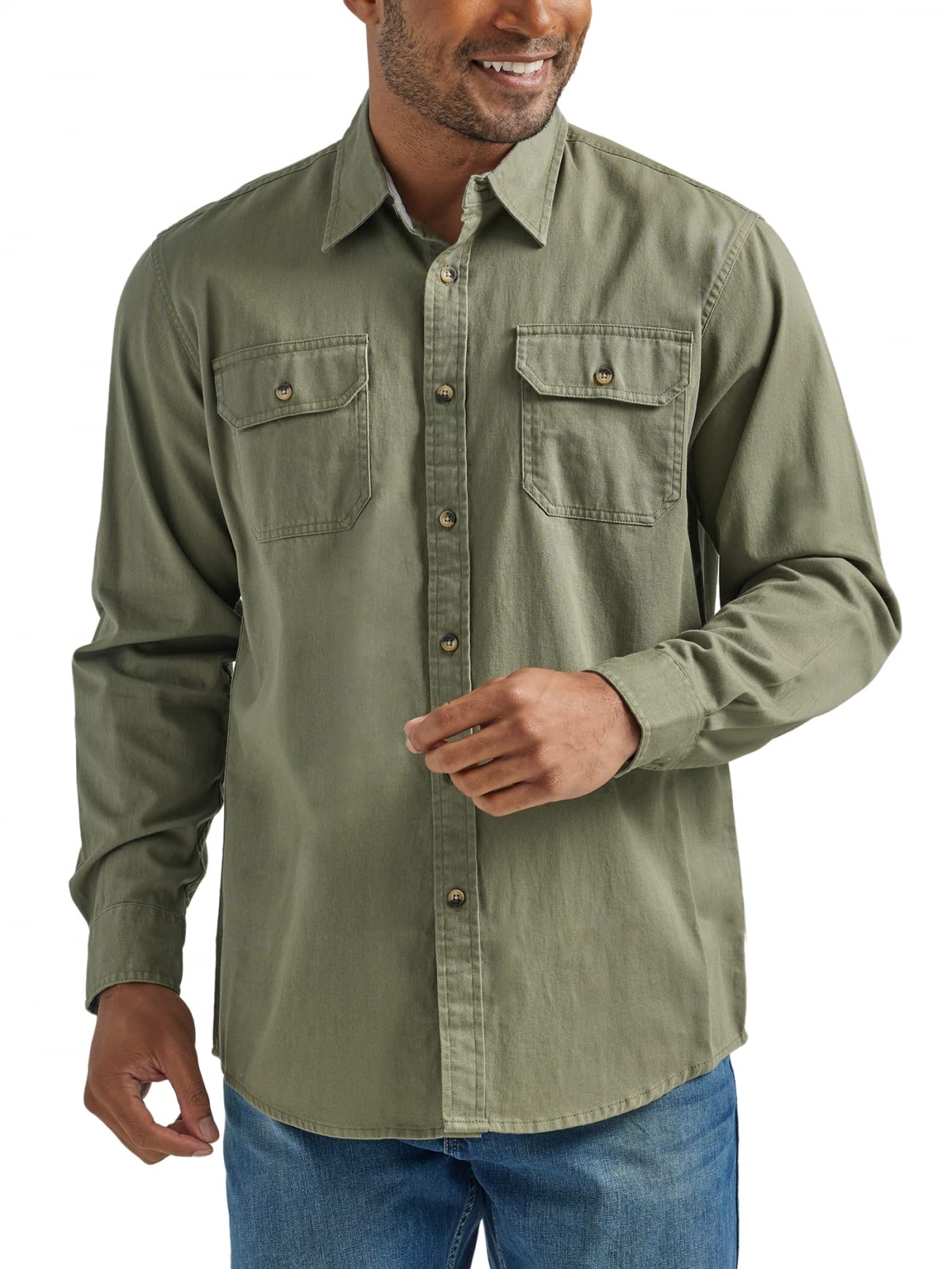 پیراهن بافتنی مردانه Wrangler با آستین بلند و گل پاره‌های کلاسیک لی‌ جی مشکی‌ سوخته
