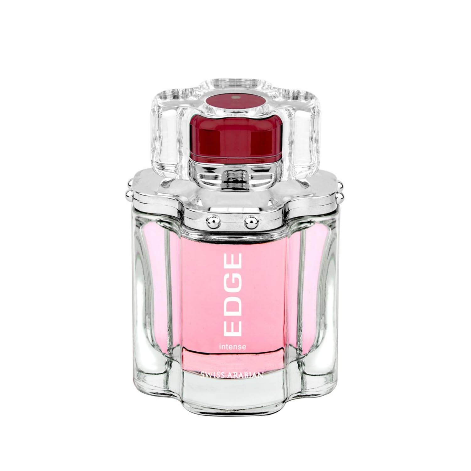 عطر ادو پرفیوم زنانه ادج اینتنس از برند سوئیس آرابین با حجم 100 میلی لیتر با رایحه سندل وود، زنبق و مشک