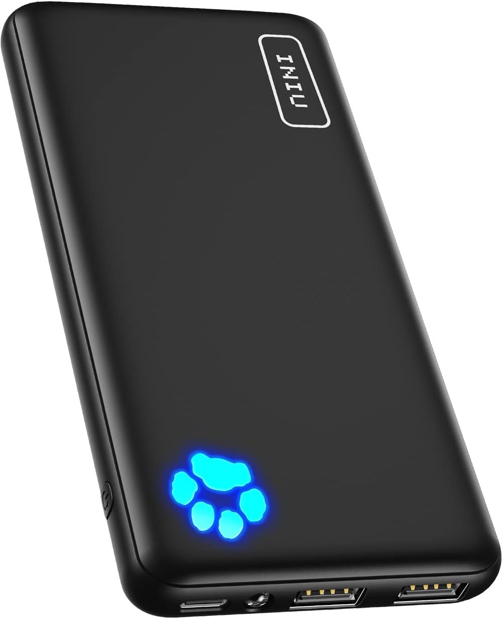 پاور بانک INIU، USB C در و خارج Slimmest 10000mAh شارژر قابل حمل، سه 3A شارژ سریع باتری خارجی، چراغ قوه شارژر تلفن برای آیفون 16 15 14 13 12 11 X سامسونگ S22 S21 گوگل آیپد سیاه