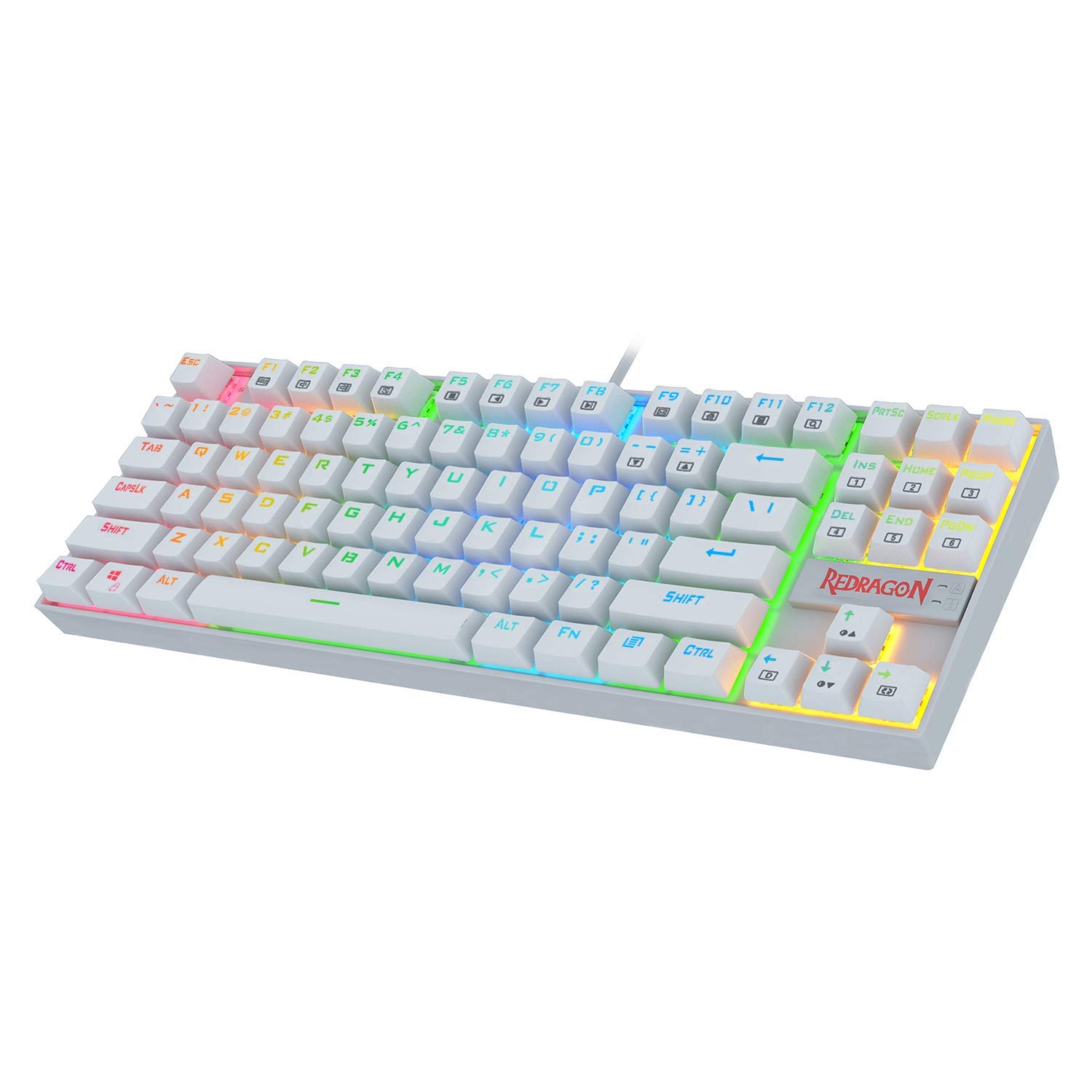 صفحه کلید مکانیکی سیمی Redragon Kumara سفید، با نورپردازی RGB