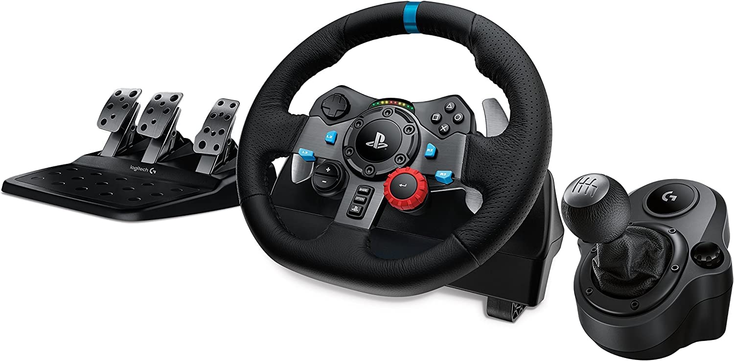 بسته چرخ فرمان Logitech G29 Driving Force + شیفتر Logitech G Driving Force برای PS3 و PS4 (تجدید نظر شده)