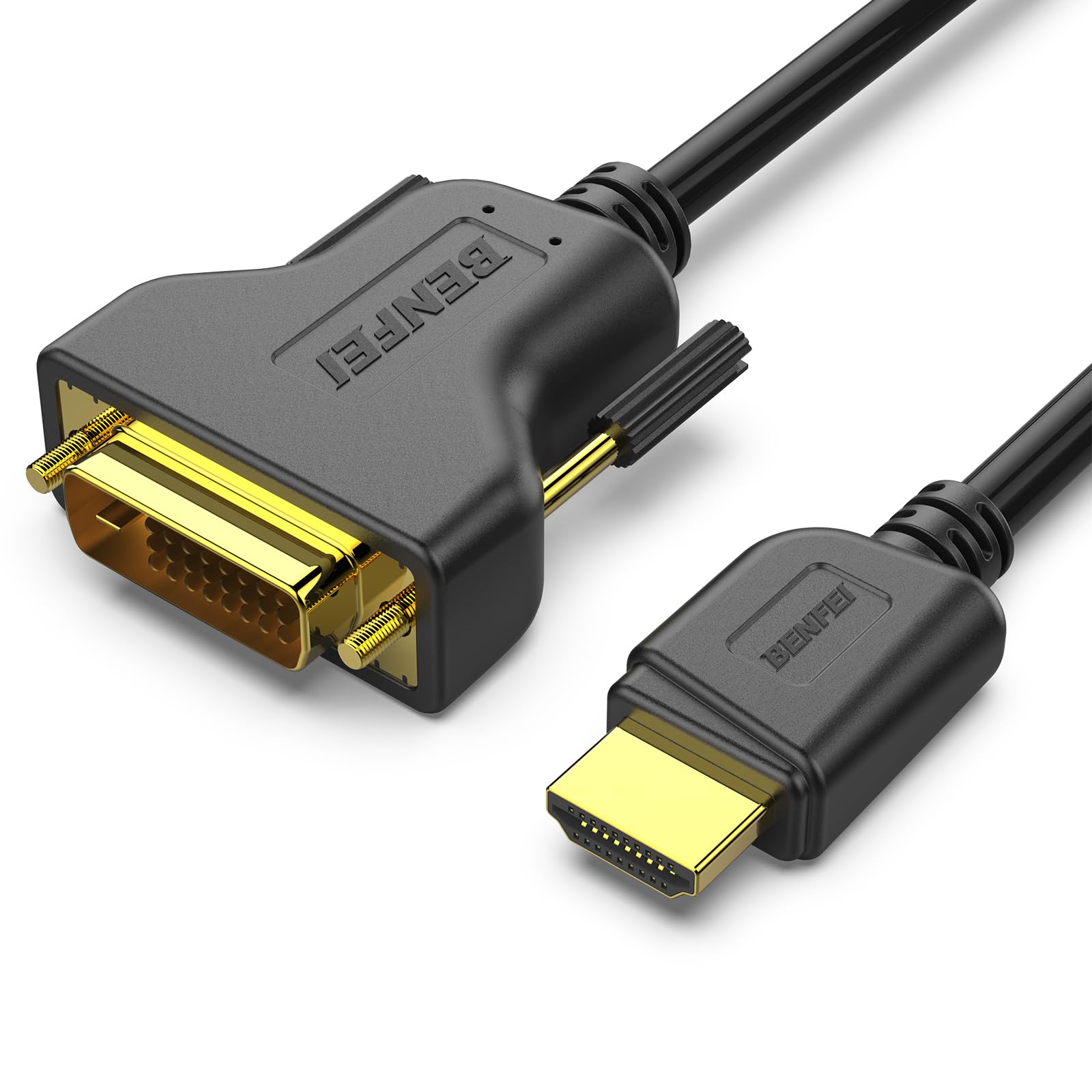 کابل آداپتور باس HDMI به DVI BENFEI، DVI-D 24+1 دو طرفه مرد به مرد با سرعت بالا و پشتیبانی 1080P Full HD سازگار با Raspberry Pi، Roku، Xbox One، PS4 PS3، کارت گرافیک طول 1.83 متر 1 عدد