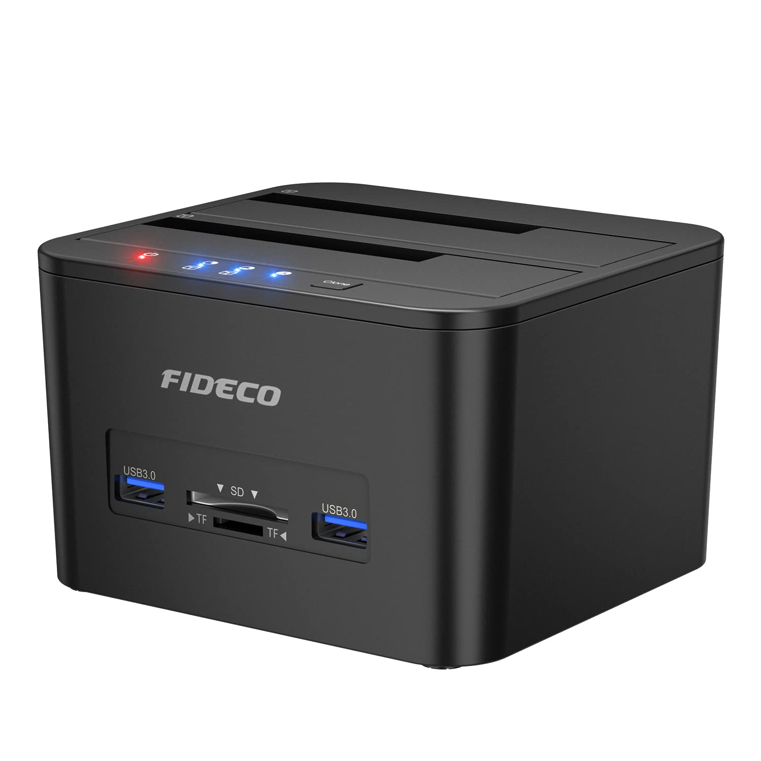 اسیک داک استیشن هارد اکسترنال دوتایی USB 3.0 با قابلیت کلون آفلاین برای هارد اس اس دی SATA 2.5 اینچ/3.5 اینچ، پشتیبانی از کارت TF و SD (2 عدد × 10TB) ABS (اکریلونیتریل- بوتادین- استایرن)
