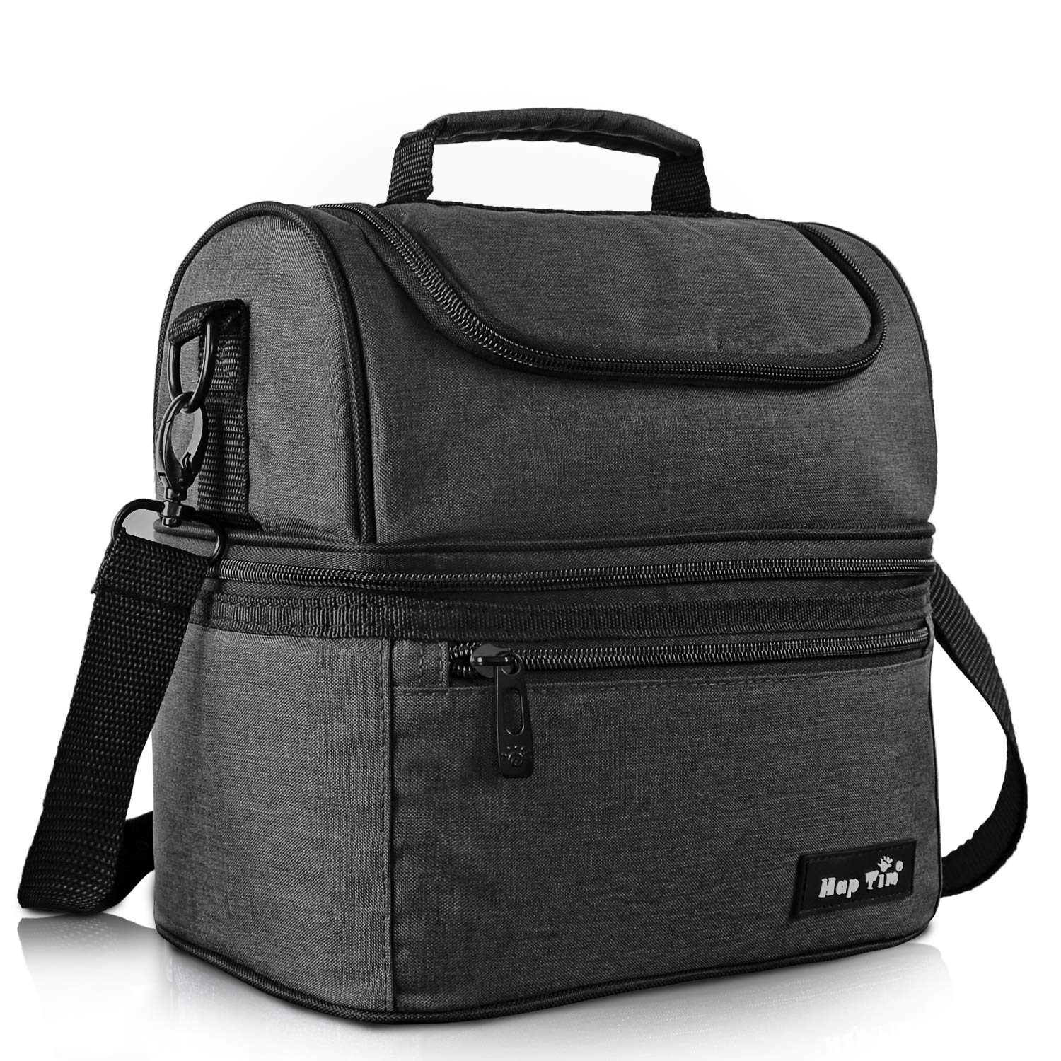 جعبه ناهاری Hap Tim Lunch Box کیف ناهاری عایق دار وسیع برای بزرگسالان، مردان، زنان، کولر دو طبقه برای دفتر کار/پیک نیک (AE-16040-DG) سایه خاکستری بزرگ