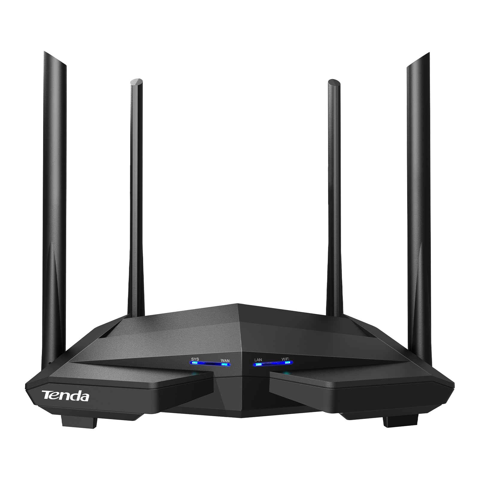 رسانه بی‌سیم Tenda AC10 AC1200 MU-MIMO، روتر Wi-Fi گیگابیتی با سرعت Wi-Fi تا 867Mbps در 5GHz + 300Mbps در 2.4GHz، 4 پورت LAN گیگابیت، 4 آنتن 5dBi، کنترل والدین، برنامه زمانبندی Wi-Fi، VPN، مشکی AC10 AC1200 گیگابیت‌بایتی