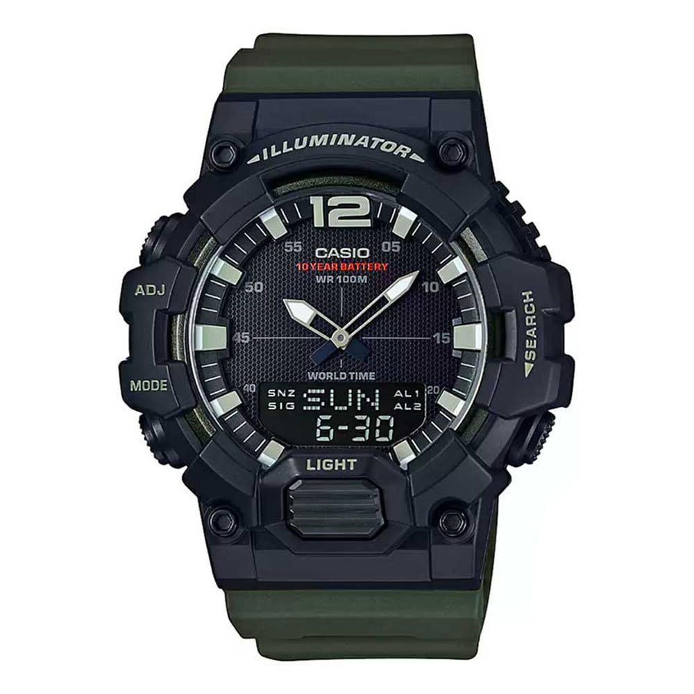 ساعت مردانه Casio - HDC-700-3AVDF با صفحه سیاه و بند سبز