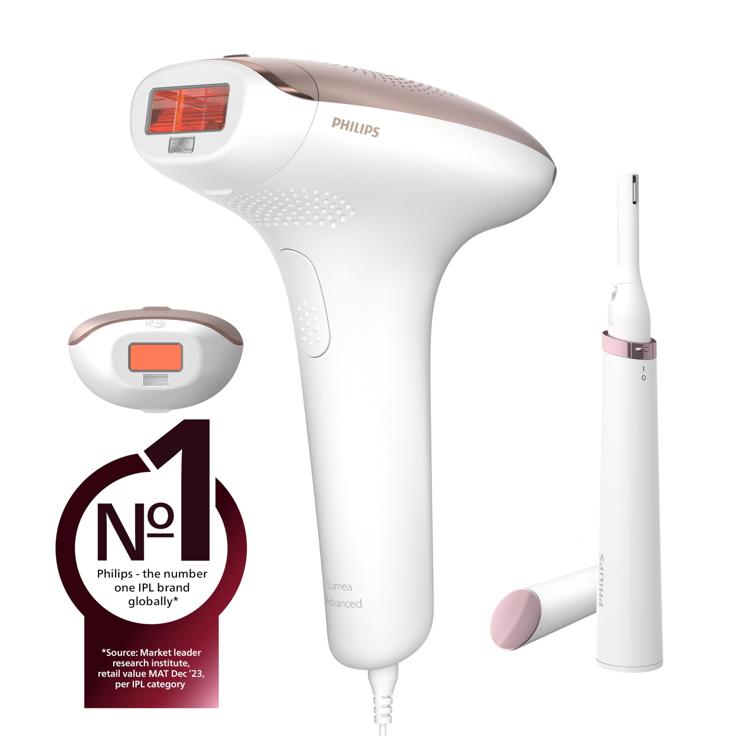 Philips Lumea IPL | حذف مو | سری 7000 | حسگر رنگ پوست | 2 الحاقات | بدن، صورت | تراش کوچک | استفاده با سیم | BRI921/60