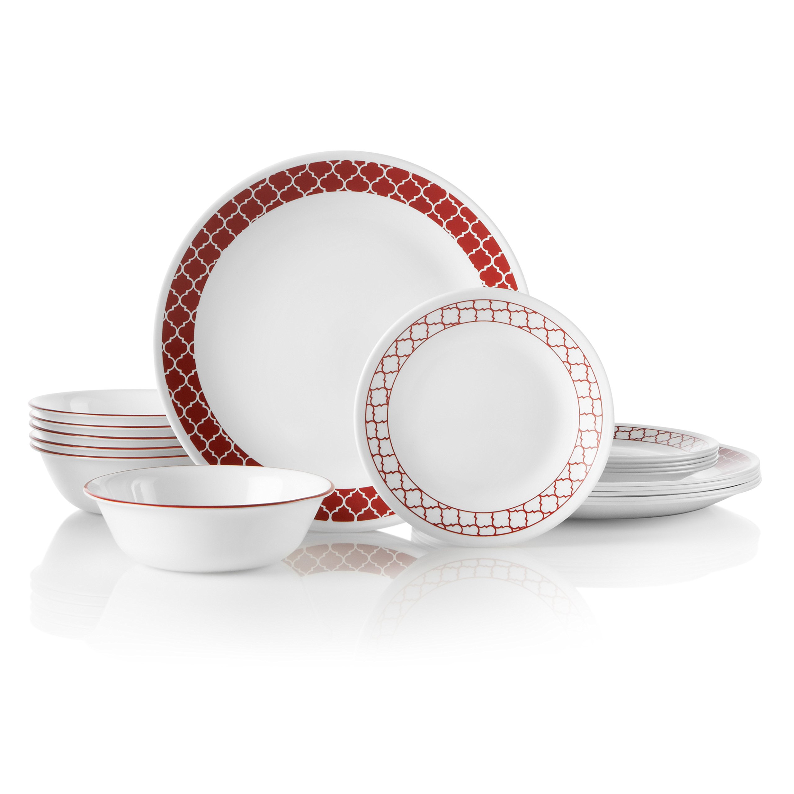 سرویس ۱۸ پارچه ظروف غذاخوری Corelle، مقاوم در برابر لب‌پریدگی، مجموعه کلاسیک، مشکی، مناسب برای ۶ نفر، مدل 1122069