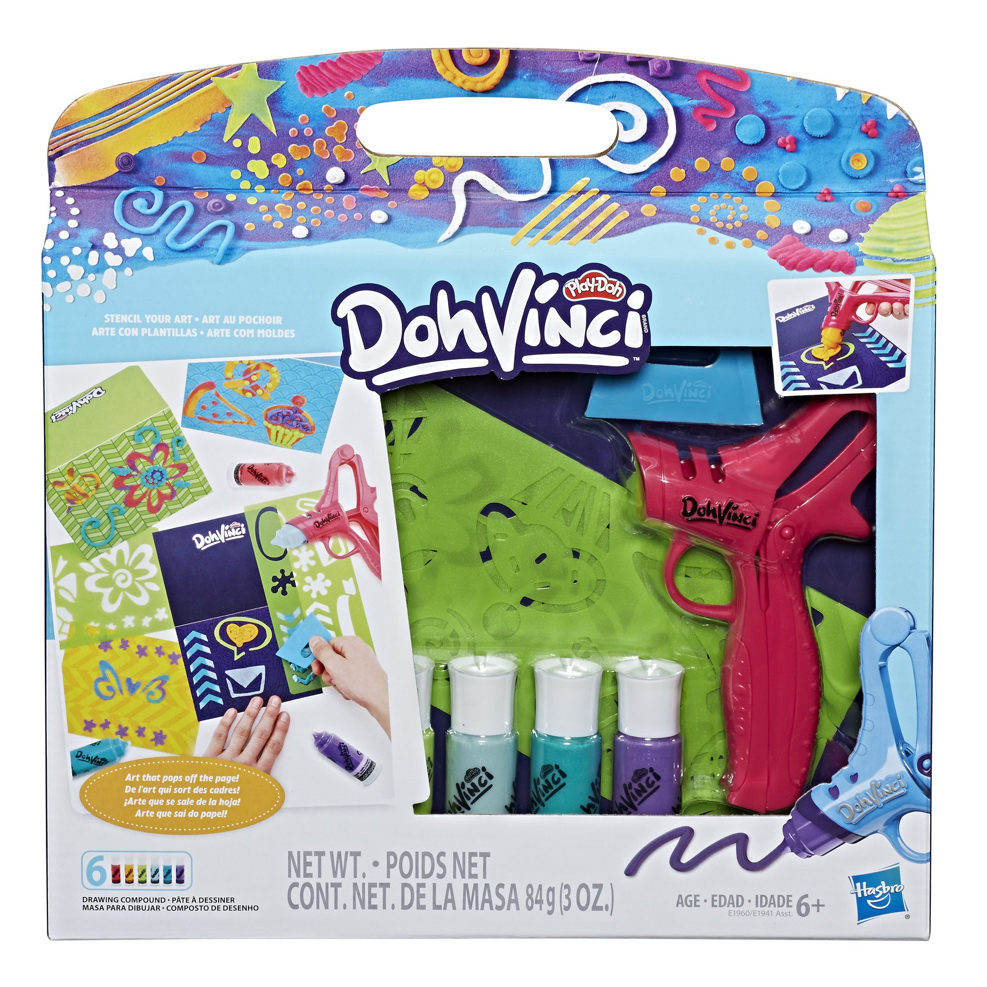 جعبه چاپ هنری پلی دو Play-Doh Dohvinci Stencil Your Art - لوازم هنری برای کودکان و نوجوانان، قهوه ای