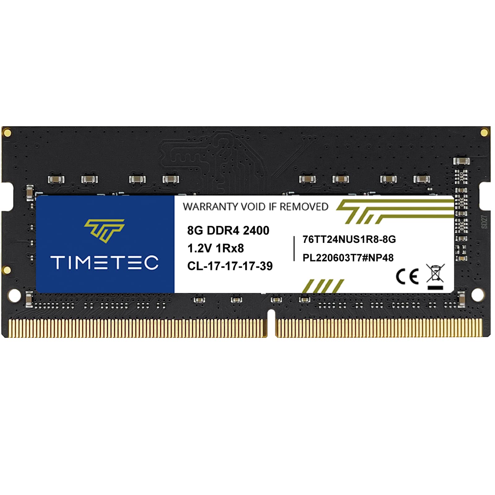 Timetec 8GB DDR4 2400MHz (DDR4-2400) PC4-19200 (PC4-2400T) Non-ECC Unbuffered 1.2V CL17 1Rx8 Single Rank 260 Pin SODIMM ماژول حافظه رم لپتاپ یا نوت بوک کامپیوتر تکیه‌گاه باز (8 گیگابایت)