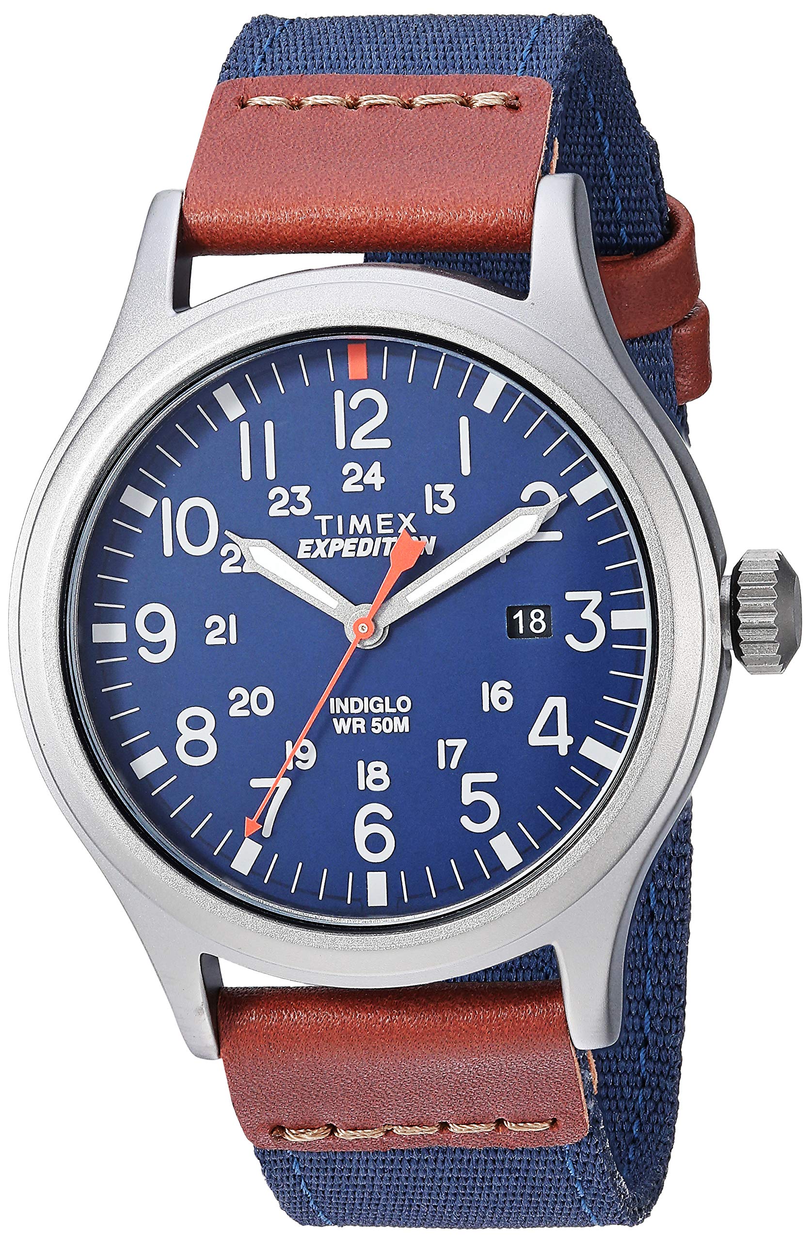 ساعت مردانه Timex Expedition Scout با بند نایلونی رنگ آبی / قهوه‌ای / خاکستری