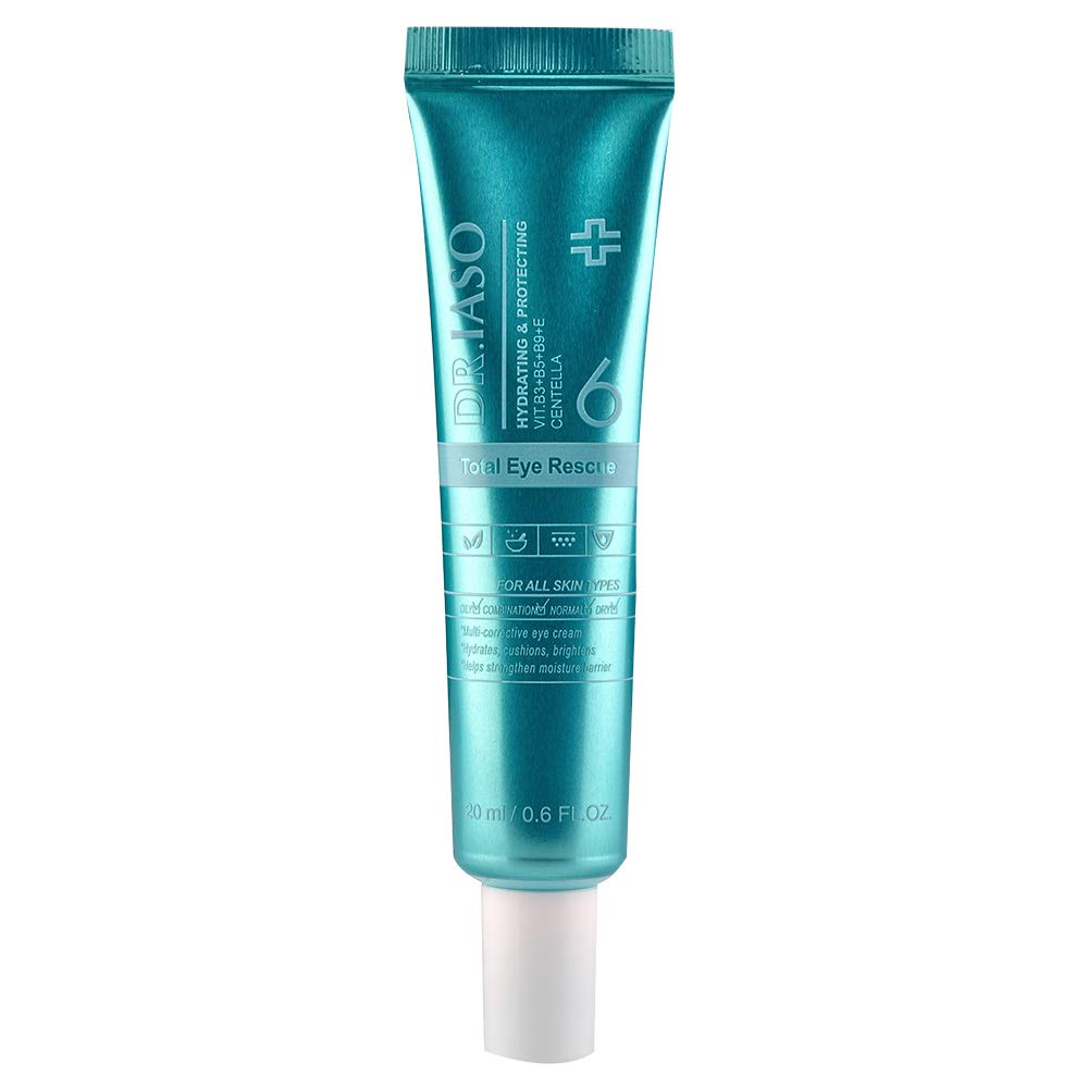 DR.IASO Total Eye Rescue، کمپلکس هالورونیک اسید + ویتامین + سنتلا، کاهش چین و چروک، چشمان متورم و حلقه‌های تیره، لایه‌های مرطوب کننده سه گانه، ساخت کره