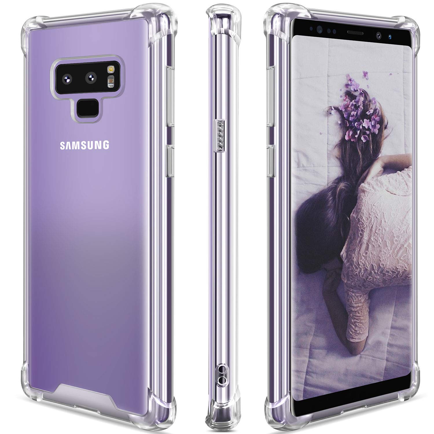 کاور گوشی سامسونگ گلکسی نوت ۹ SANKMI، محافظ Note 9 شفاف ضد ضربه TPU بدون لغزش مقاوم در برابر خط و خش با پشت سخت PC محافظتی برای گلکسی نوت ۹ SAN-180027