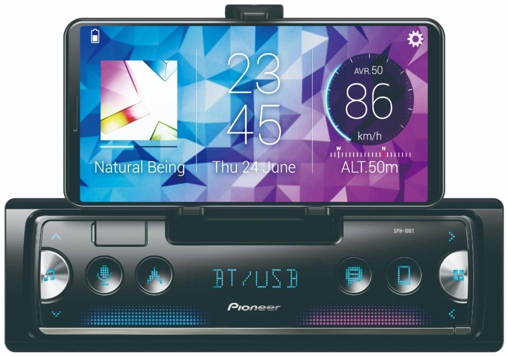 پاینیر SPH-10BT - گیرنده رسانه اتومبیل (مشکی، نقره ای، 1 DIN، 200 وات، 4.0 کانال، 50 وات، اندروید، آی‌اواس)