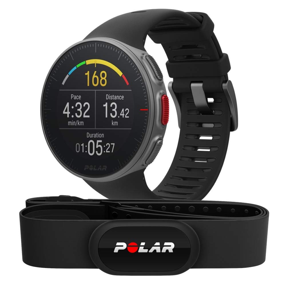 واچ ورزشی چند رشته ای Polar 90069634 Vantage V Premium GPS با سنسور ضربان قلب- سیاه مشکی پرو (شامل نوار سینه H10 HRM) + مانیتور HR H10