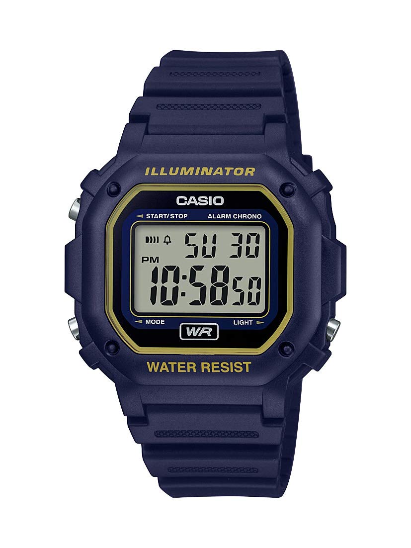 مدل سری F108WH-8A2CF ساعت دیجیتال Casio | نورپرداز | خاکستری | ضدآب | چراغ LED | هشدار روزانه | کرونومتر 1/100 ثانیه | 3 ساعت (ساعت، دقیقه، ثانیه) | نمایش تاریخ/روز | هشدار روزانه | باطری 7 ساله آبی/زرد