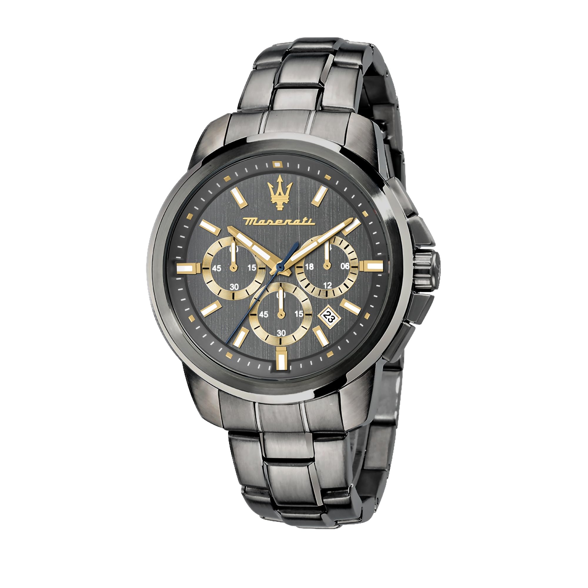 ساعت ساعت مژده گری مردانه Maserati R8873621007 با صفحه نمایش آنالوگ و مکانیزم کوارتز، مدل SUCCESSO، رنگ خاکستری، مشکی، شروع شده، جدول زمان‌بندی