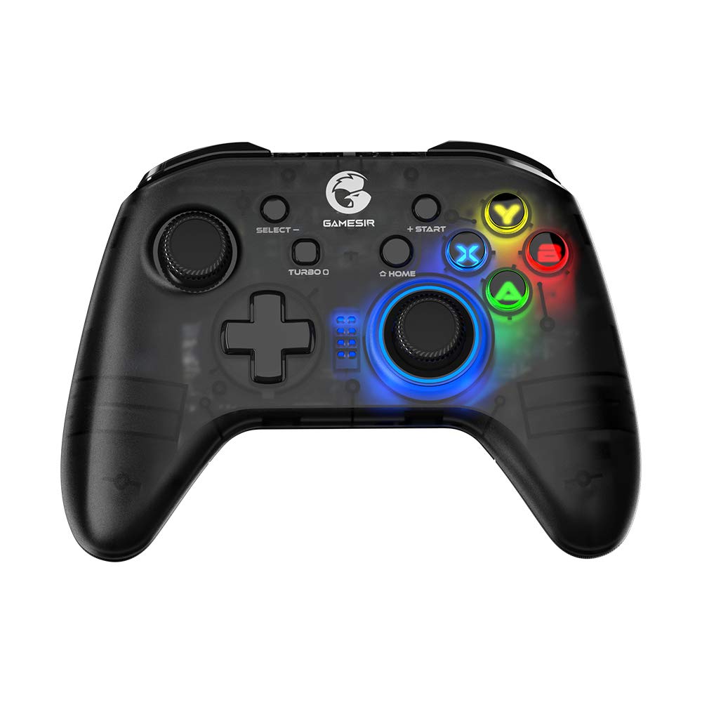 کنترلر بازی بی‌سیم بلوتوث GameSir T4 Pro برای ویندوز ۷ ۸ ۱۰، کامپیوتر شخصی/آی‌اواس/اندروید/سوییچ، دسته بازی USB قابل شارژ دوتایی شوک برای بازی‌های Apple Arcade MFi، با نور پس‌زمینه نیمه‌شفاف LED T4 Pro