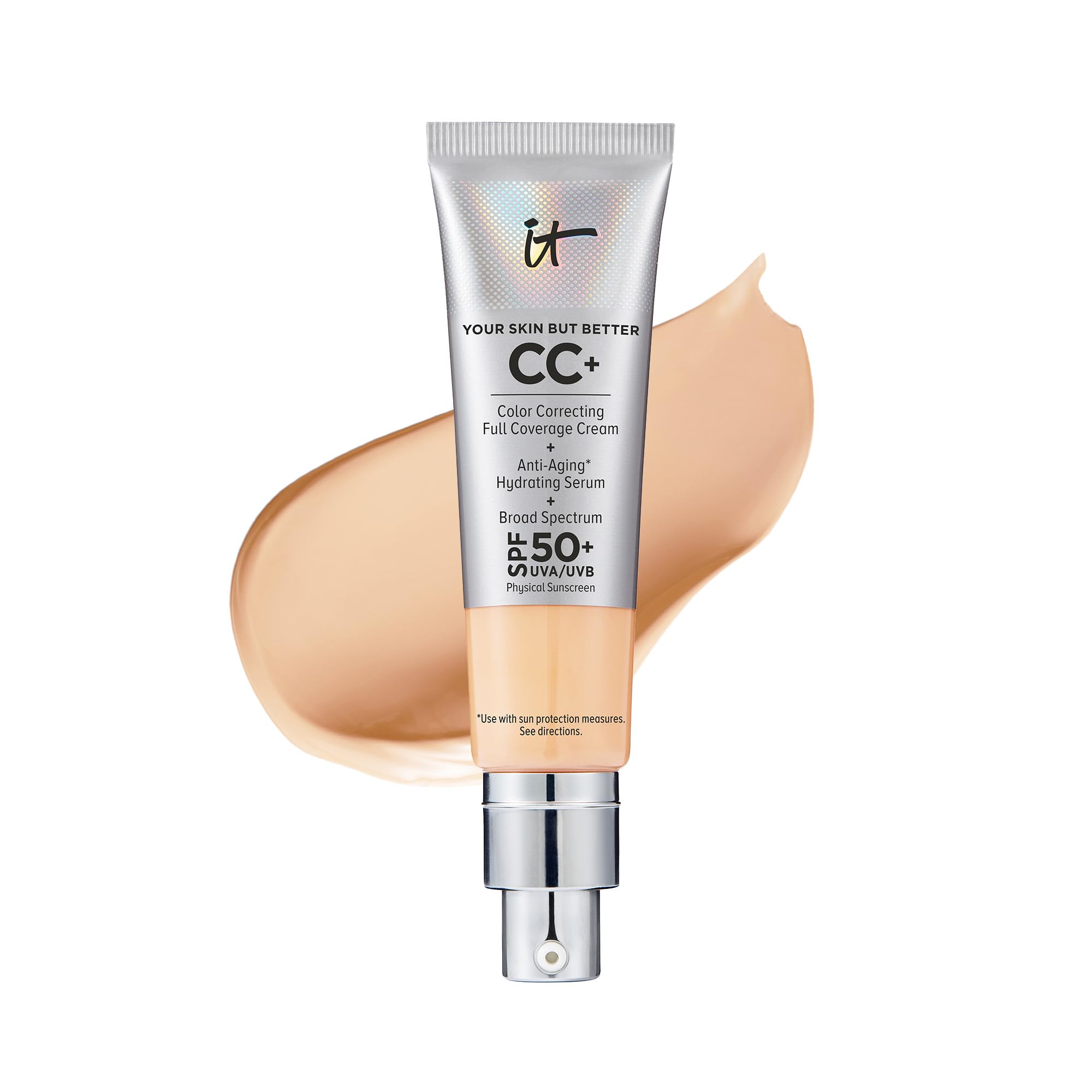 کرم ضدآفتاب CC+ از برند It Cosmetics با SPF 50 (رنگ لایت مدیم) با پوشش کامل، ۱.۰۸ اونس / ۳۲ میلی‌لیتر