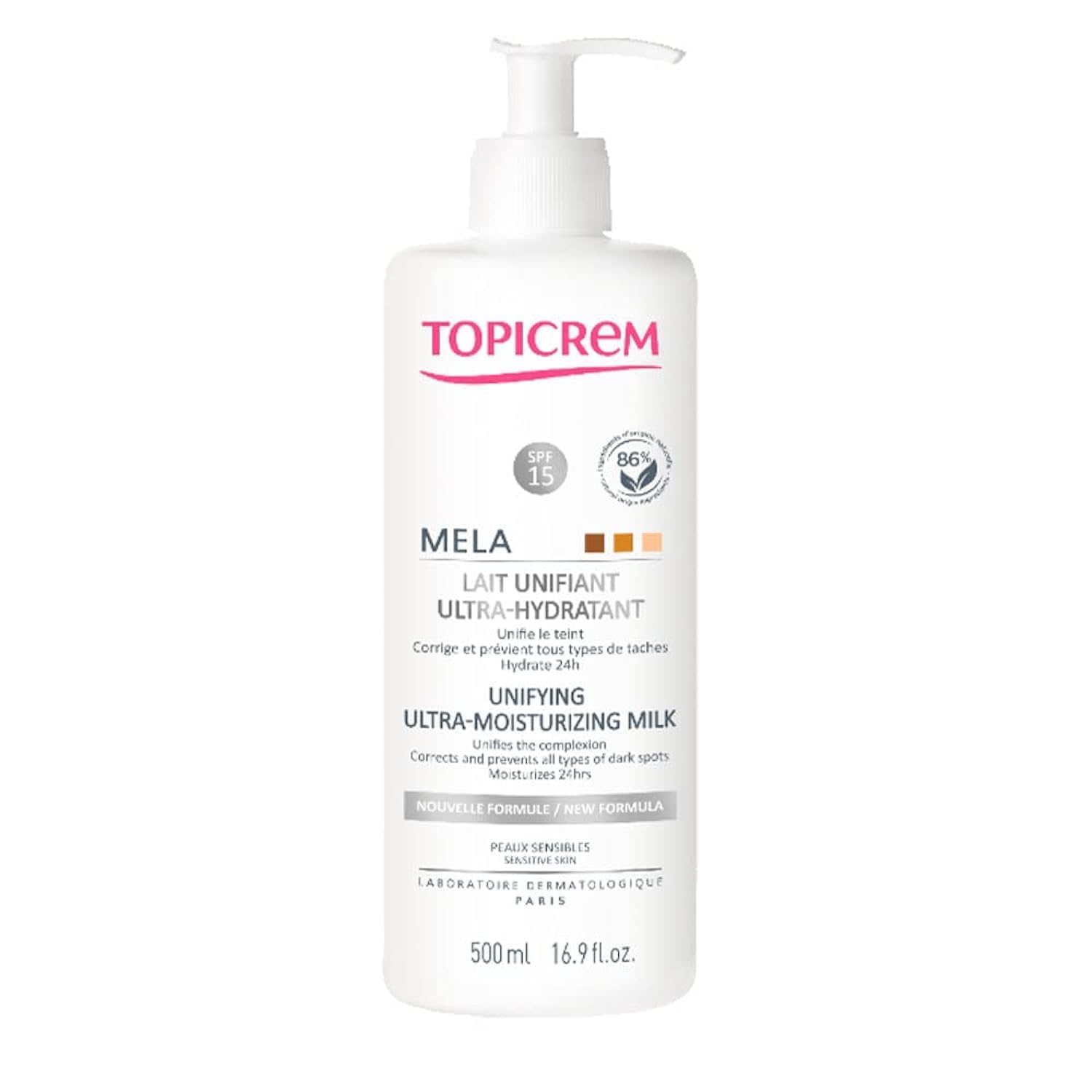 مرطوب‌کننده فوق‌العاده Topicrem Mela Lightening Ultra به حجم 500 میلی‌لیتر (بسته یک عدد)