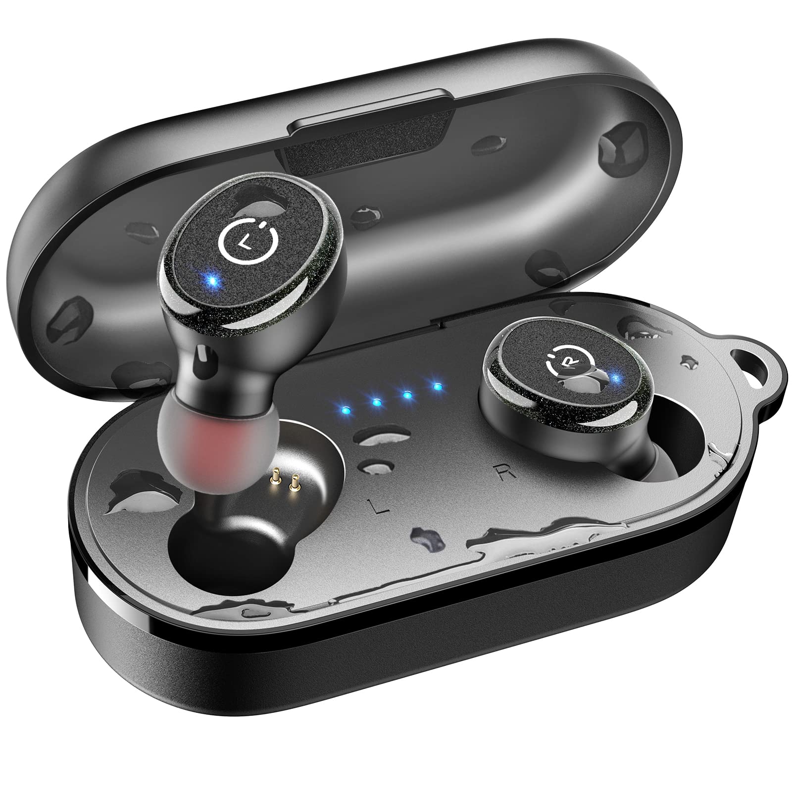 TOZO T10 بلوتوث 5.3 هندزفری بی‌سیم با کیس شارژ بی‌سیم IPX8 ضدآب هدفون استریو درون گوش دارای میکروفن داخلی هدست صدای ویژه با بیس عمیق برای ورزش مشکی