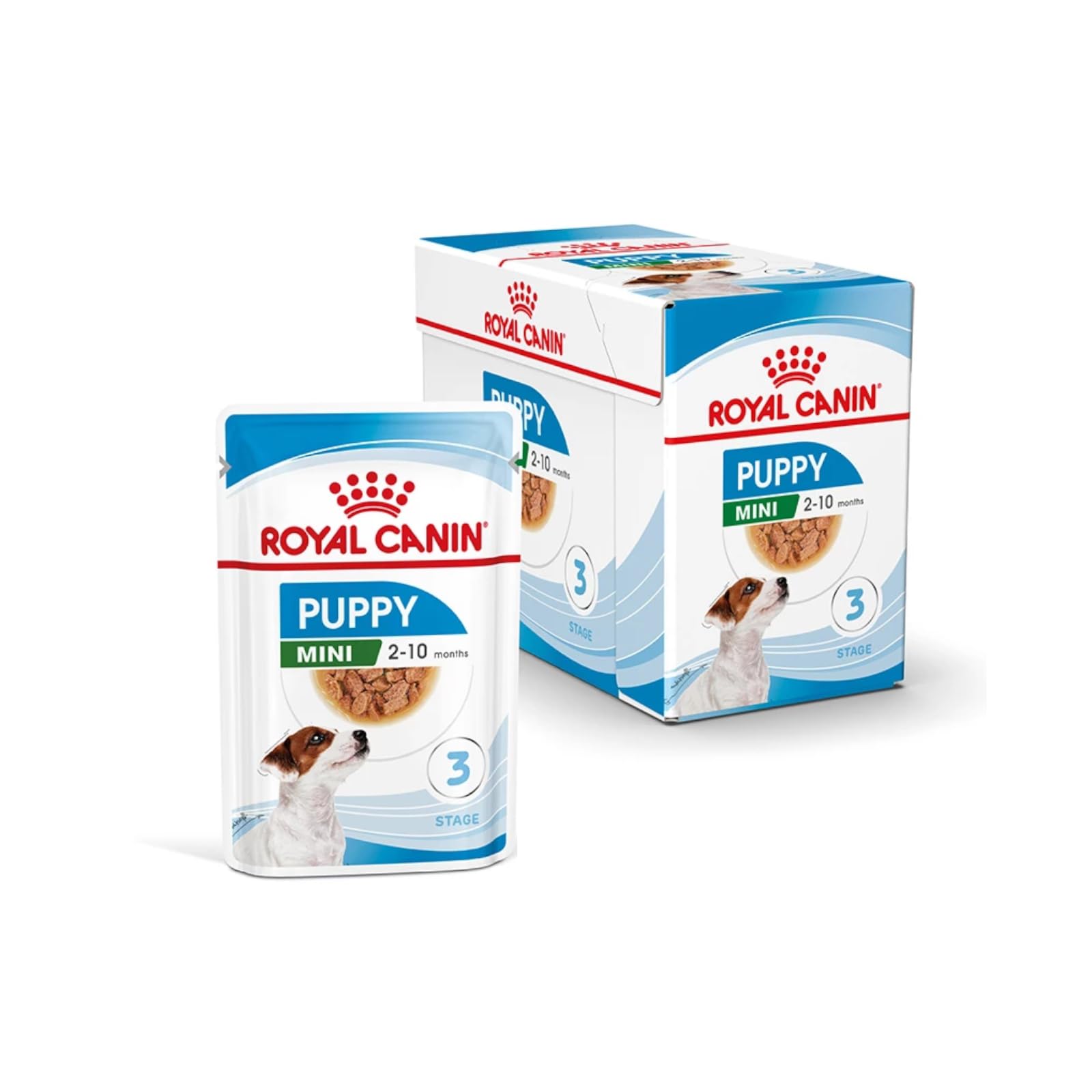 خوراک سگ مرطوب Mini Puppy Pouch از Royal Canin، 85 گرم، بسته‌ی ۱۲ عدد