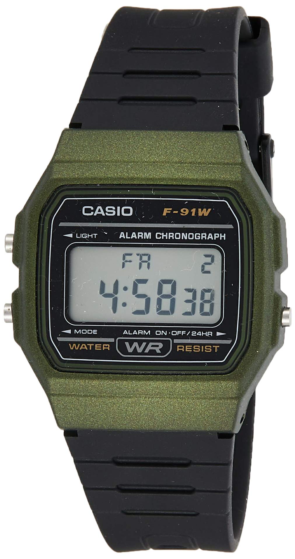 ساعت یکسان جنسیتی کاسیو - F-91WM-3ADF با صفحه خاکستری و بند سیاه