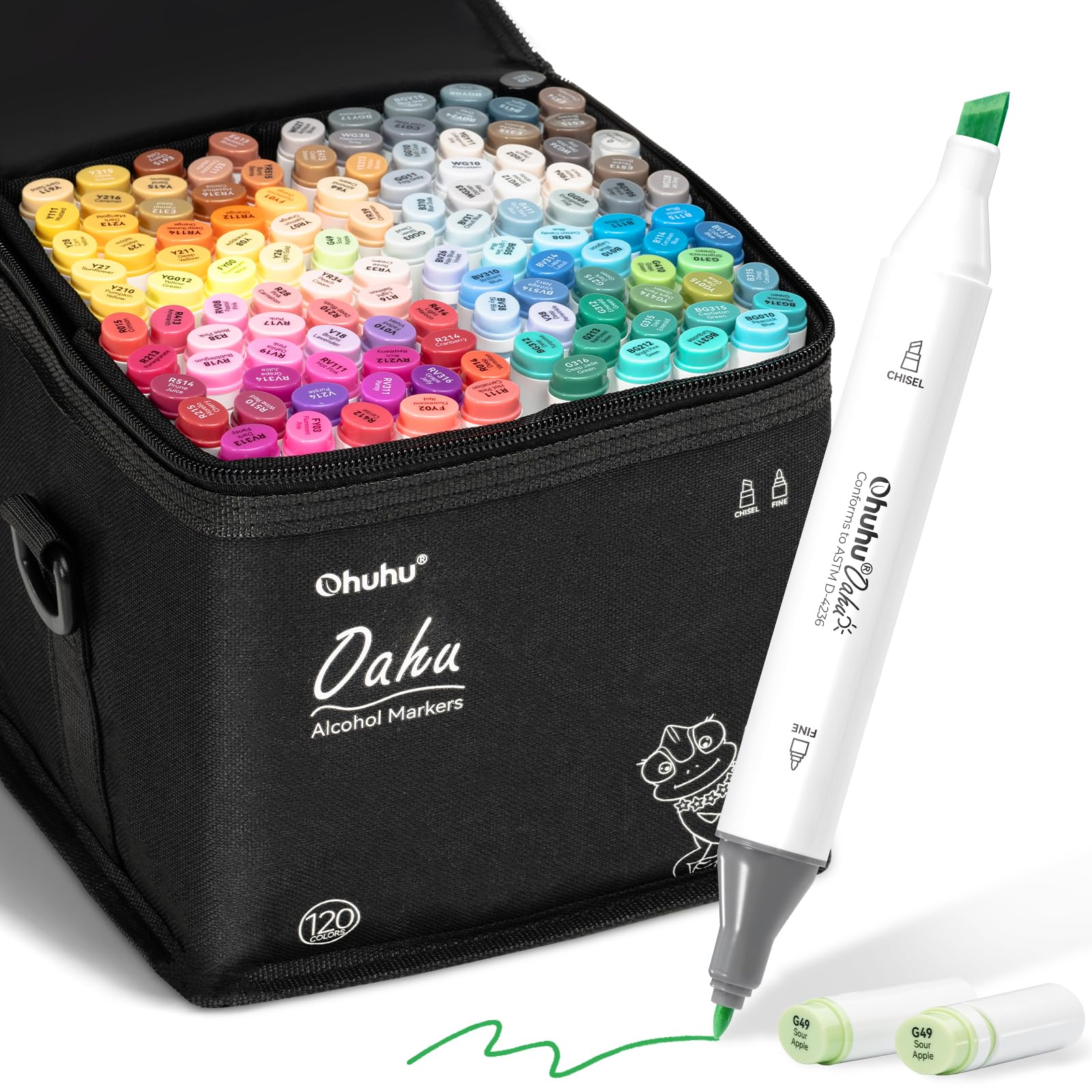 مدادهای الکلی اوهوهو 120 رنگ چیزل و نازک برای رنگ‌آمیزی و نقاشی بزرگسالان