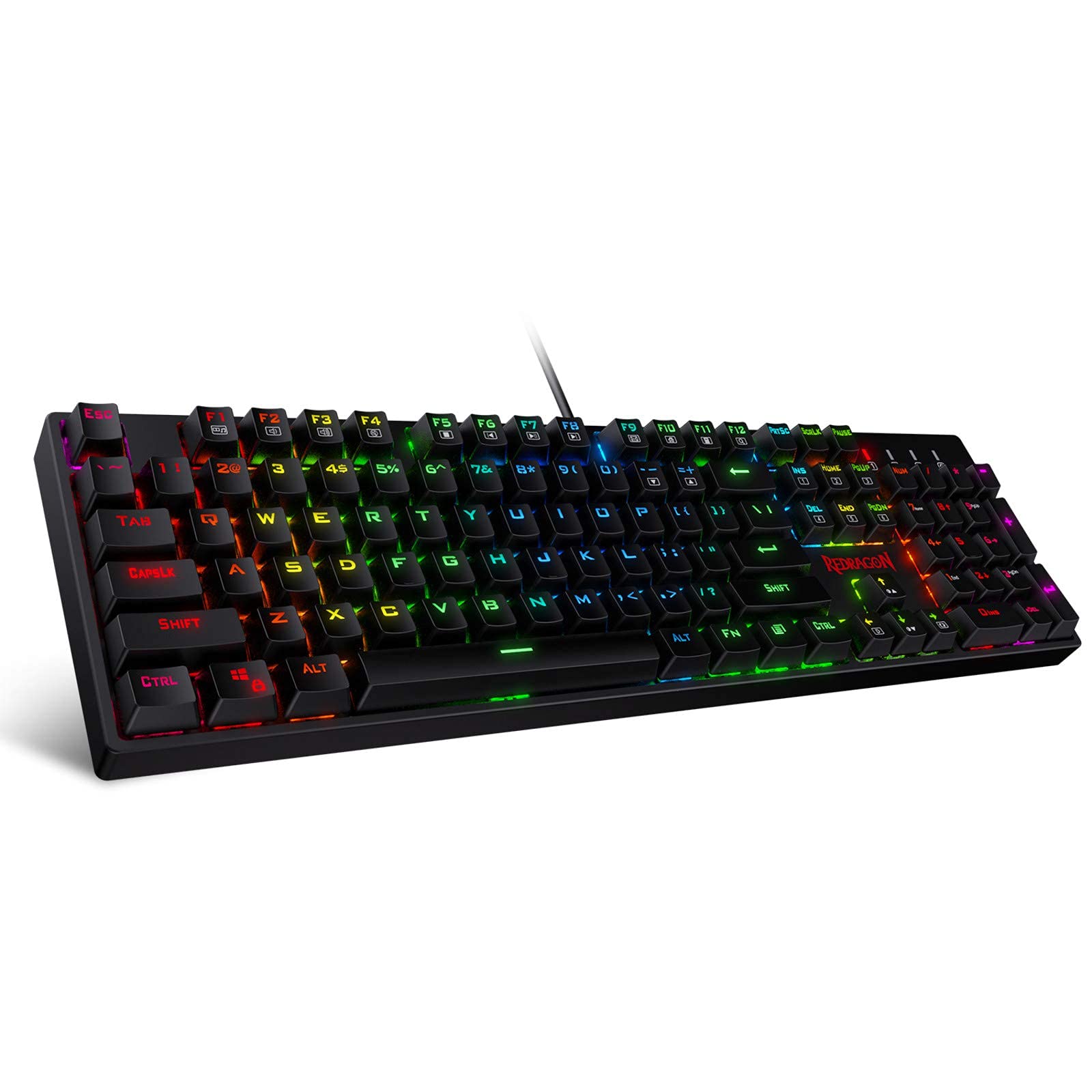 صفحه کلید بازی مکانیکی Redragon K582 SURARA RGB LED با 104 کلید- سوییچ قرمز- رنگ های مختلف