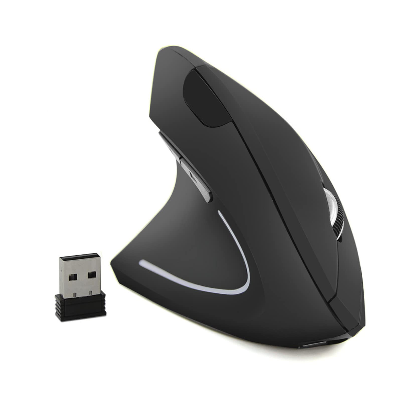 موشواره چپ‌دست Sunffice باطری‌تغذیه مجدد 2.4G بی‌سیم عمودی ارگونومیک با گیرنده USB 6 دکمه و 3 DPI قابل تنظیم 800/1200/1600 برای لپ‌تاپ، کامپیوتر شخصی و دسکتاپ (چپ‌دست)