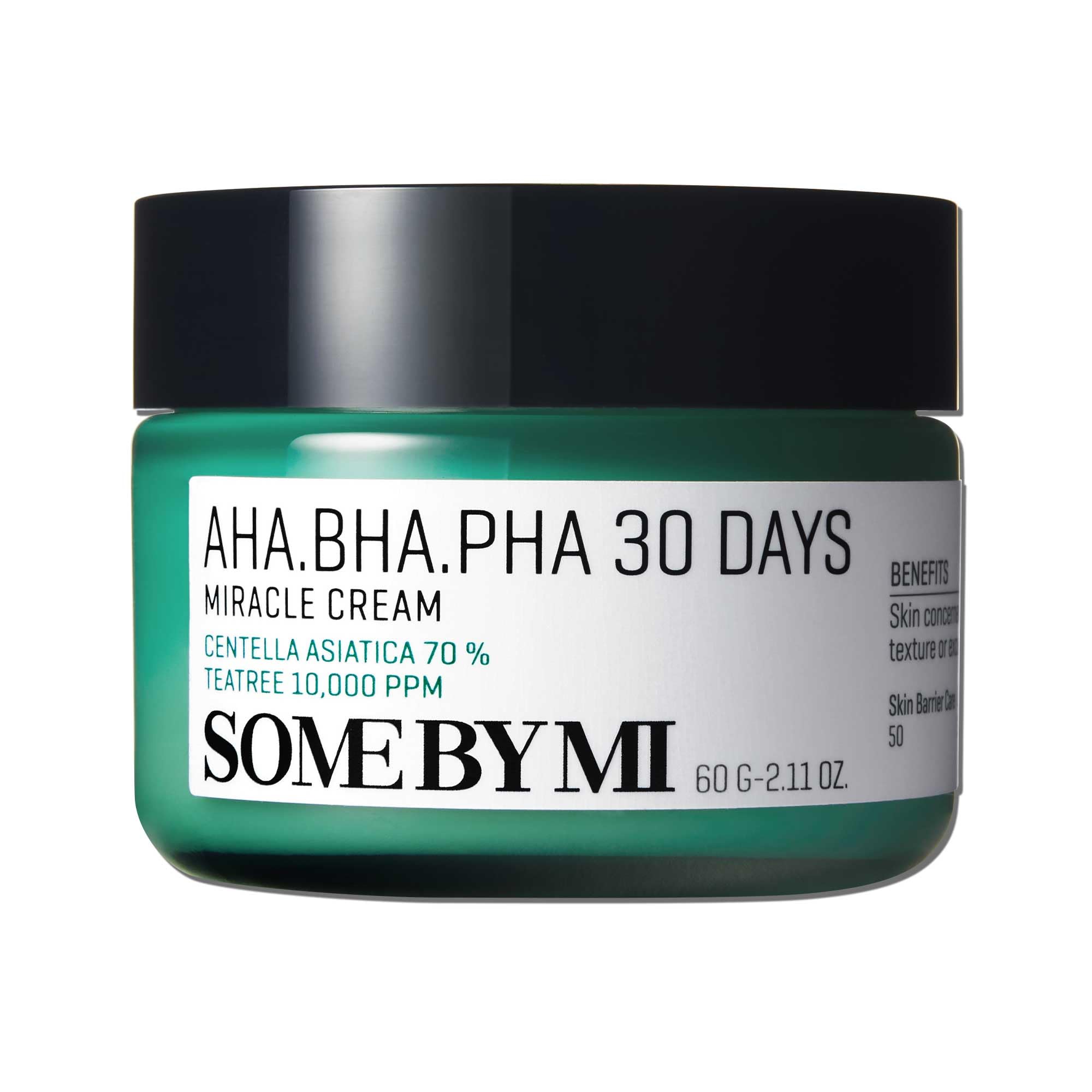 کرم معجزه‌آسا SOME BY MI AHA BHA PHA 30 روز | ساخته شده از آب برگ درخت چای برای پوست حساس | مرطوب‌کننده ملایم برای آرامش و آرام‌بخشی پوست | 2.02 اونس، 60 میلی‌لیتر 60 گرم