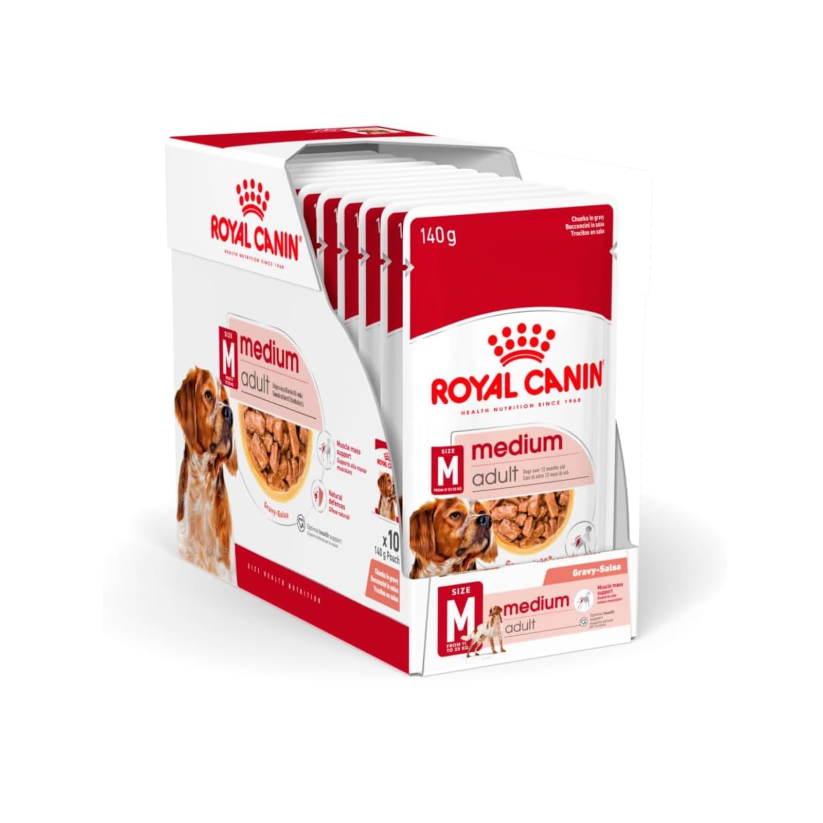 Royal Canin SHN Medium Adult Wet Food Pouches Box of 10x140g Size Health Nutrition Dog
غذای تر مدیوم بزرگسال شن رویال کنین با بسته بندی ۱۰ عددی و وزن هر بوری ۱۴۰ گرم برای سلامتی و تغذیه سگ