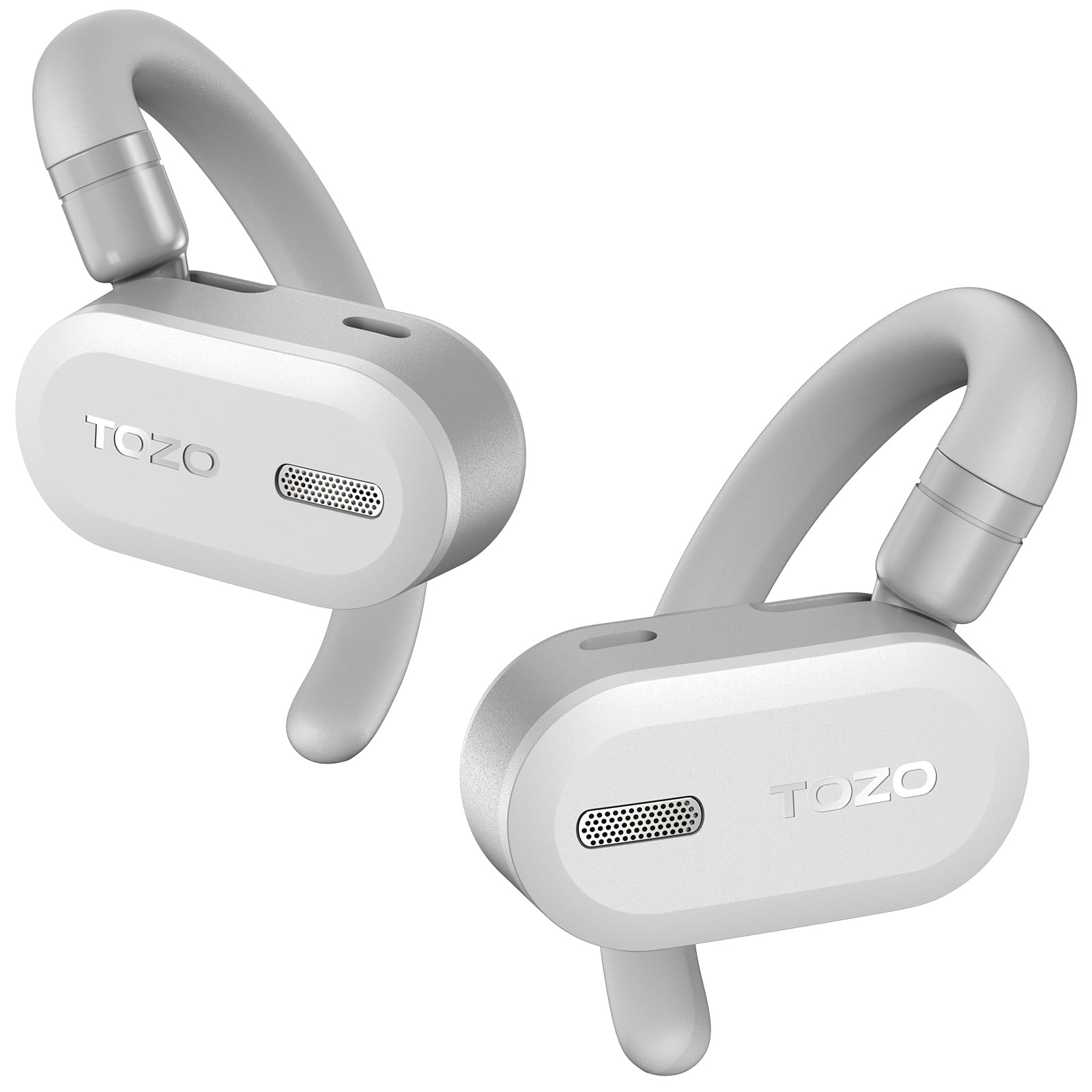 گوشی‌های بی‌سیم باز TOZO O2 True Ear با چراغ بسیار سبک و چرخش چند زاویه‌ای، بلوتوث ۵.۳ با طراحی دو محوره برای راحتی بی‌پایان، تماس‌های بسیار شفاف برای رانندگی، سفید