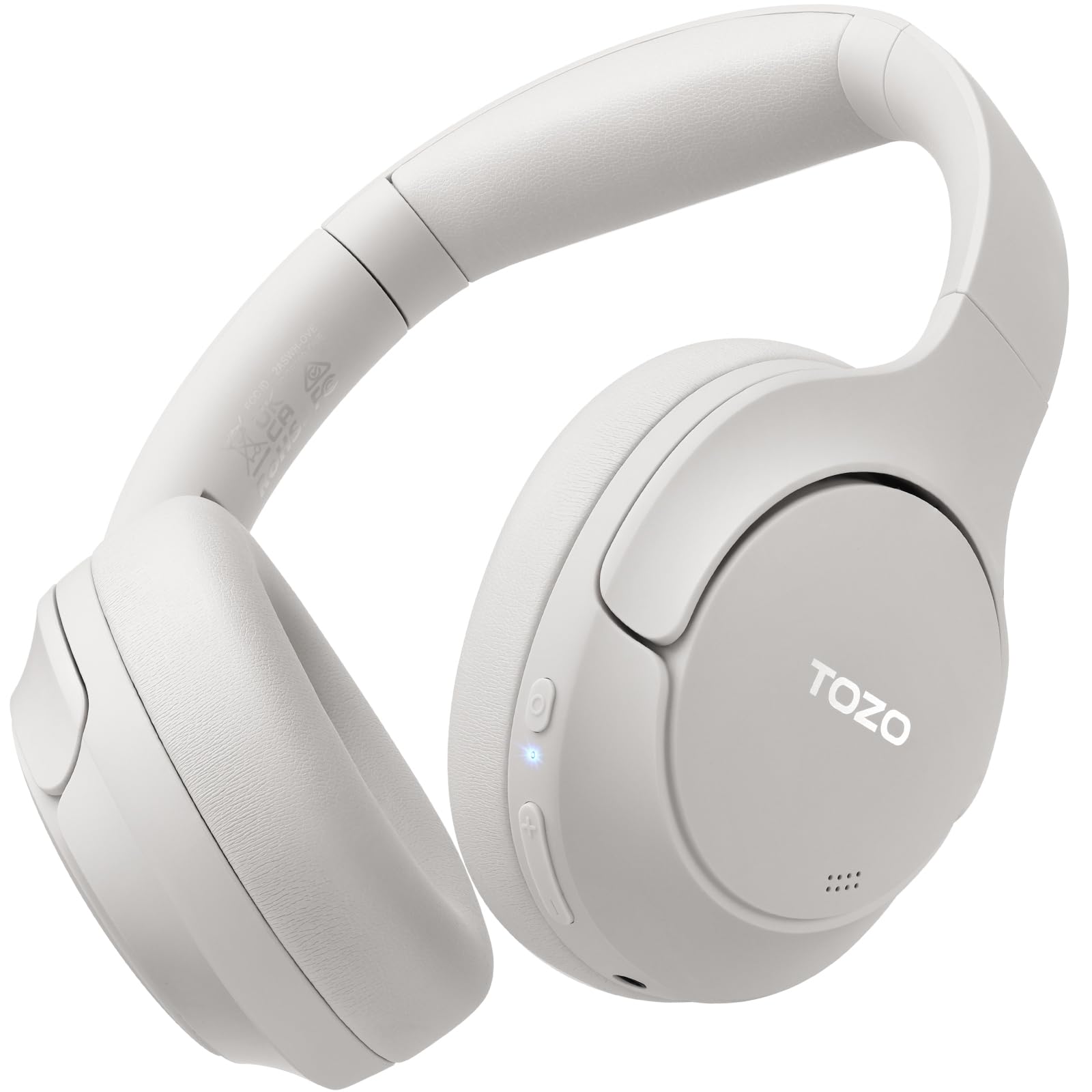 هدفون‌های پوشیدنی بی‌سیم TOZO HT2 با قابلیت کاهش نویز فعال هیبریدی، ۶۰ ساعت پخش مداوم، صدای با کیفیت بالا، تنظیم EQ سفارشی از طریق اپلیکیشن، باس عمیق، لذت استفاده طولانی مدت و راحت، مناسب برای خانه، دفتر کار و سفر، رنگ سفید
