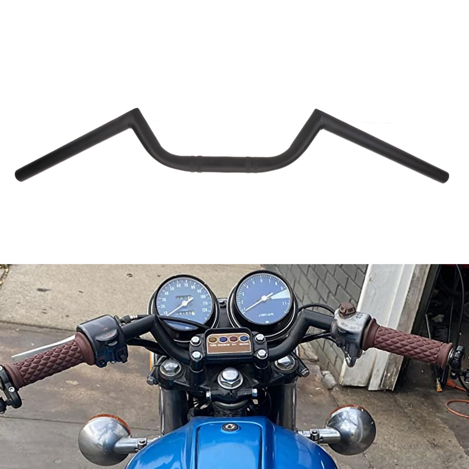 دسته‌های موتورسیکلت AnXin 7/8 اینچ مدل Cafe Racer Ace Clubman 22 میلی‌متری سبک متحرک برای استفاده یونیورسال در موتورسیکلت‌های بابر و سفارشی رنگ مشکی