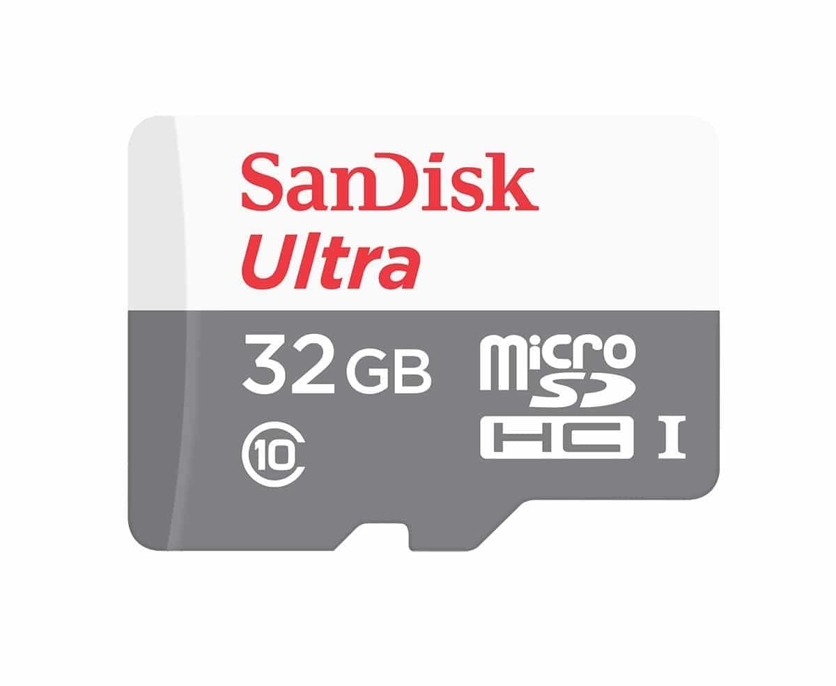 کارت حافظه microSDHC Sandisk Ultra Android 32 گیگابایت با سرعت 80 مگابایت بر ثانیه کلاس 10 که از کلاس 10 برای فول اچ‌دی 4 پشتیبانی می‌کند - مدل SDSQUNS-032G-GN3MN.