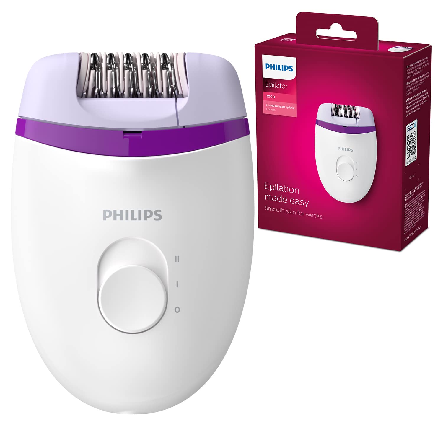 فیلیپس Satinelle Essential کرد کامپکت Epilator. 3 پین، BRE225/01. 2 سال گارانتی