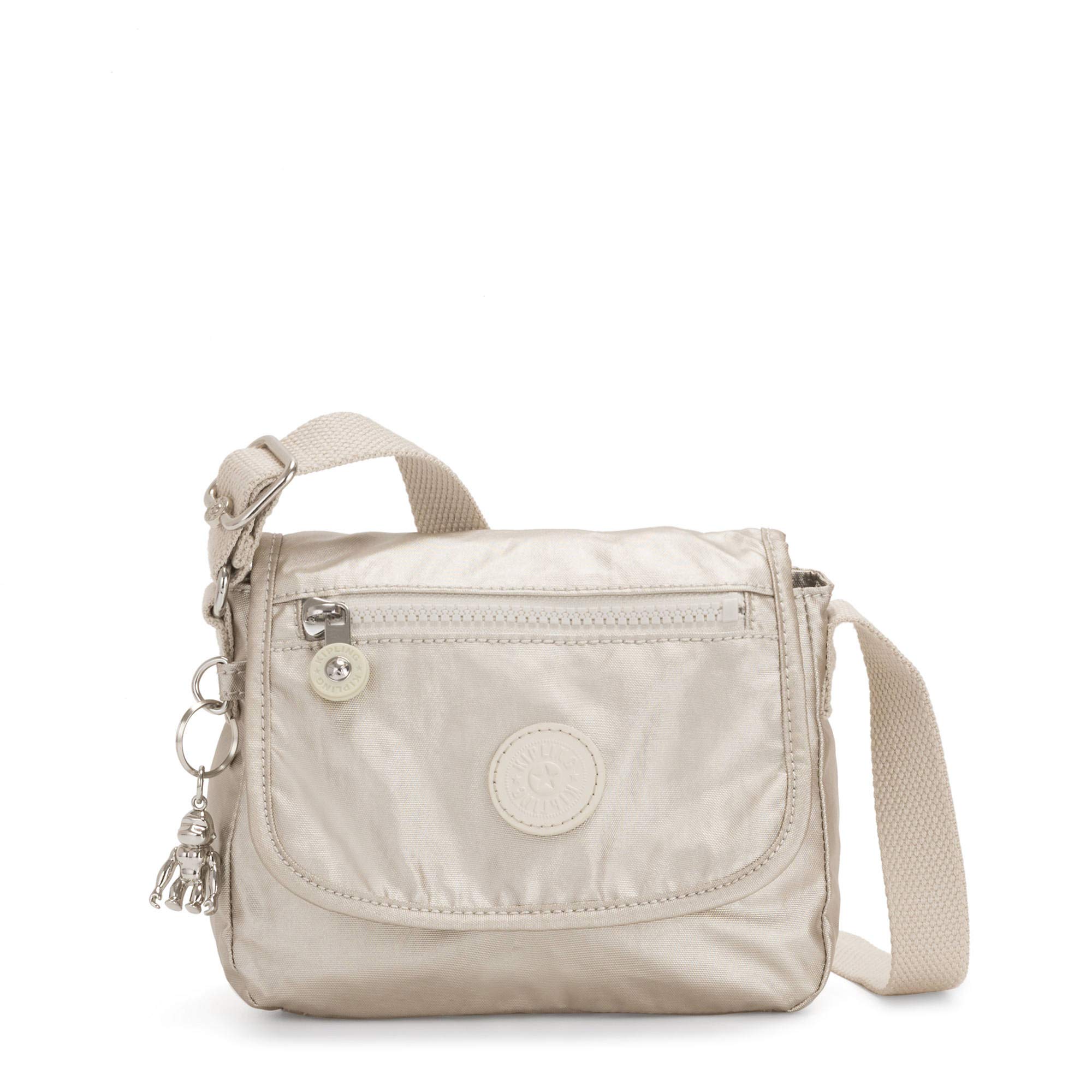 کیف دوشی زنانه Kipling مدل Sabian Mini Bag (بسته‌بندی ۱ عدد) ابعاد ۷.۷۵ اینچ طول، ۵.۷۵ اینچ ارتفاع و ۳.۵ اینچ عمق، رنگ Cloud Metal