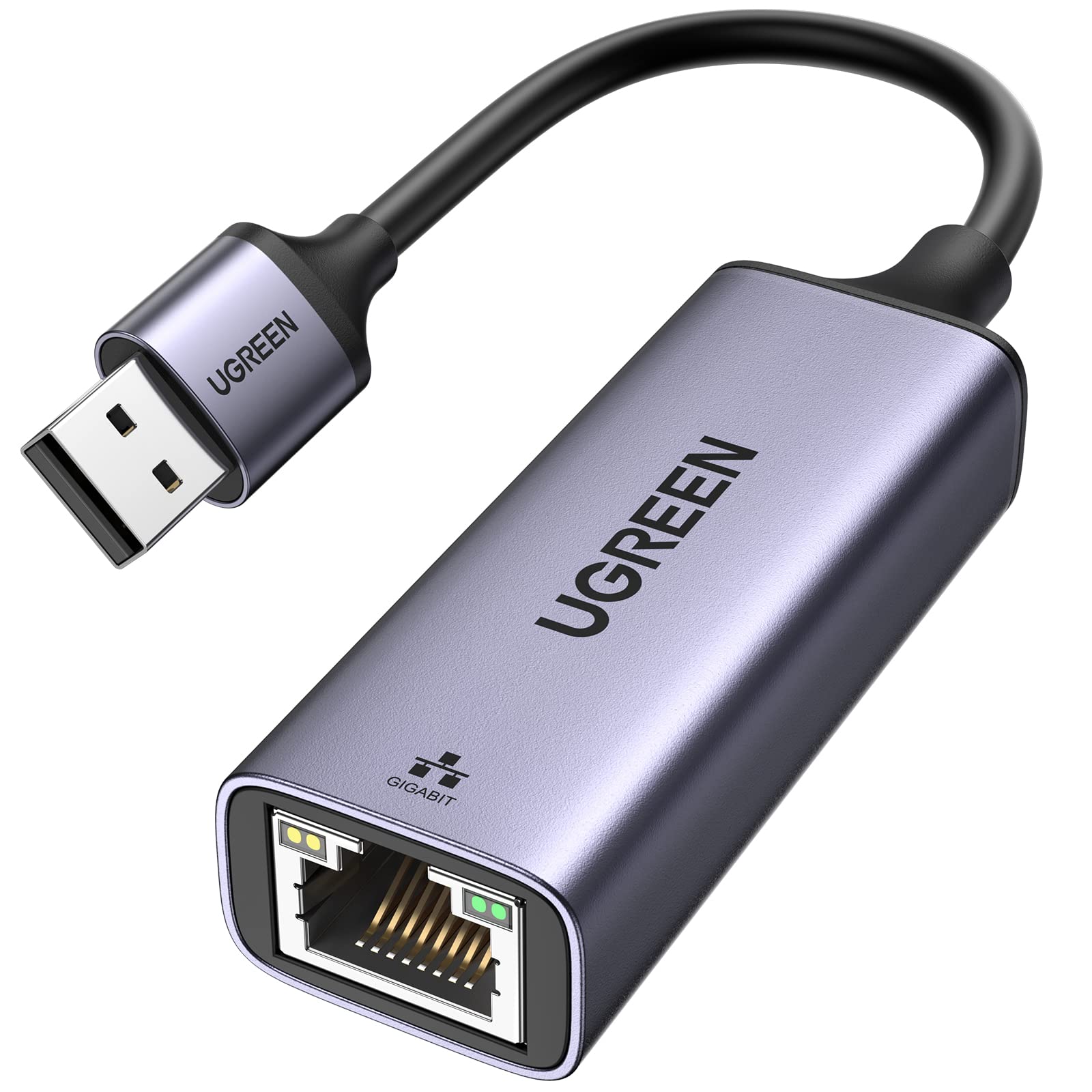 UGREEN USB 3.0 کانورتر شبکه نورد آلومینیومی به شبکه 1000 مگابایت بر ثانیه RJ45 LAN سازگار با MacBook iMac PC Switch Surface Pro Windows Mac OS/IOS Linux و دیگر محصولات به رنگ نقره ای